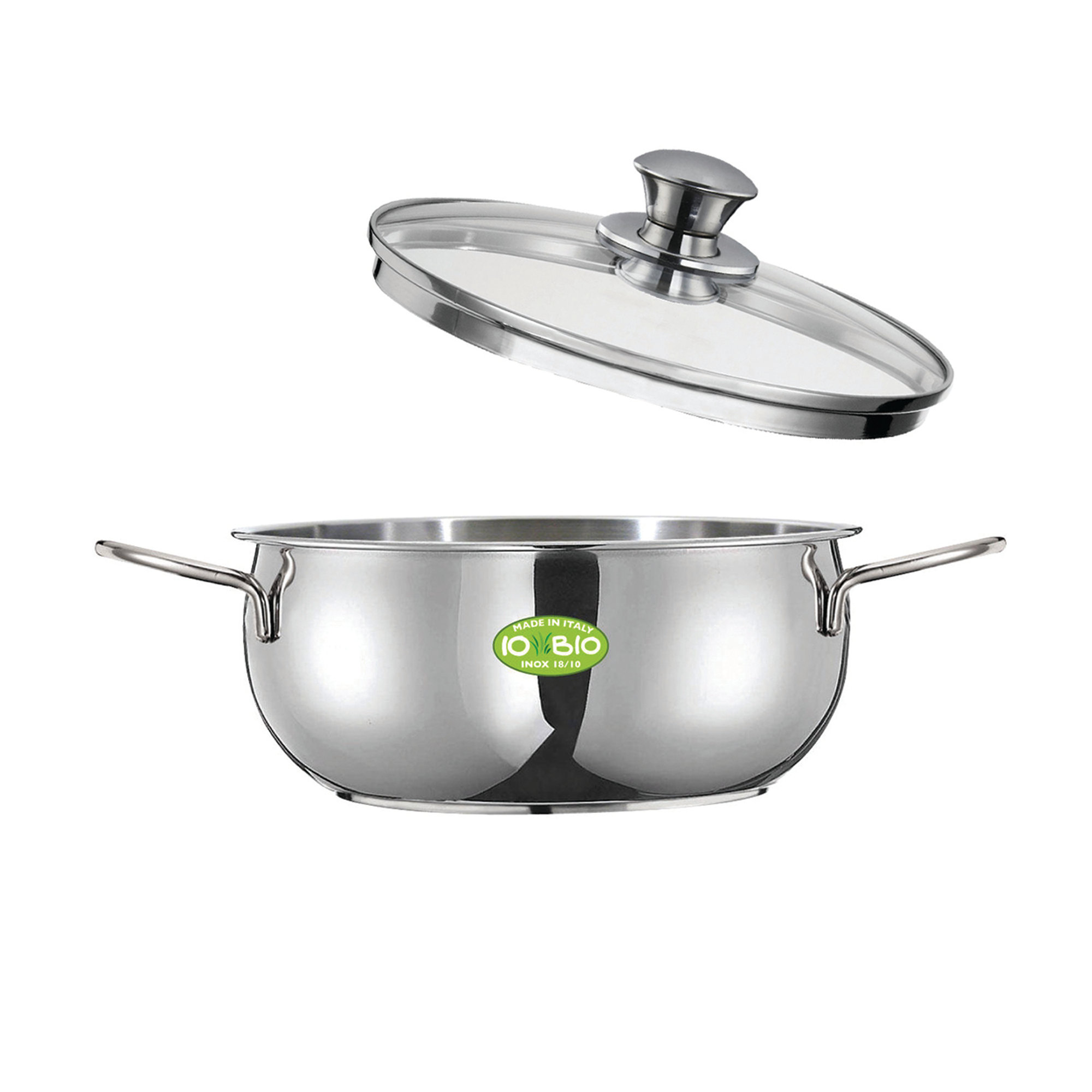 Iobio casseruola cm.22 2/m con coperchio vetro con fascetta Inoxriv vista0