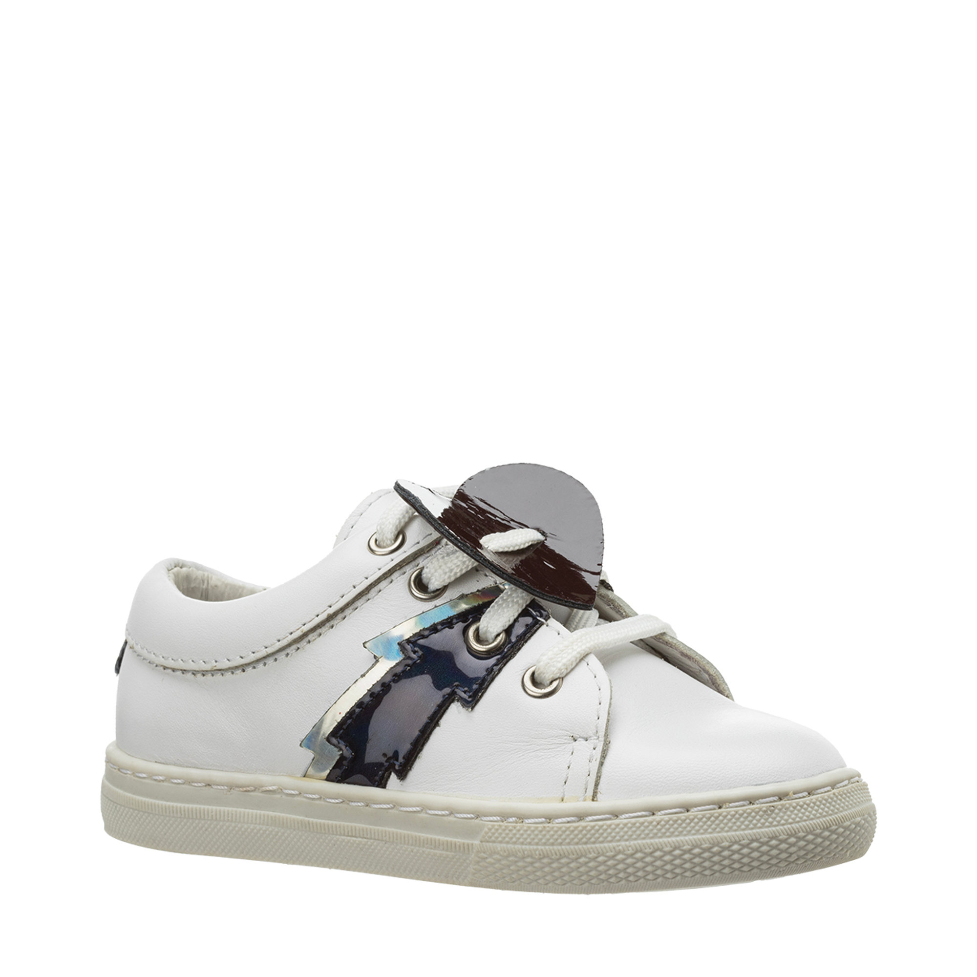 Sneakers in pelle con patch in vernice bianche Two con me by Pèpè vista0