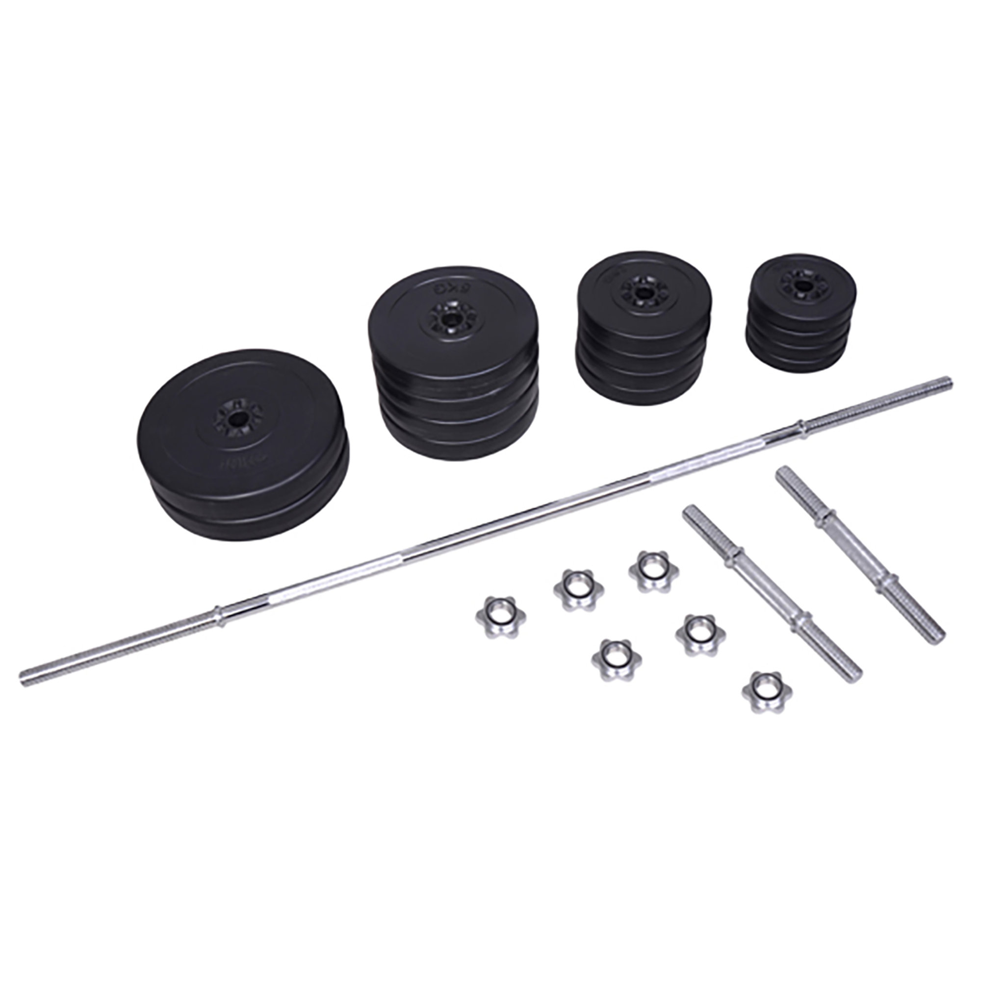 Set bilanciere + 2 manubri Pesi 14 dischi Fitness at home vista5