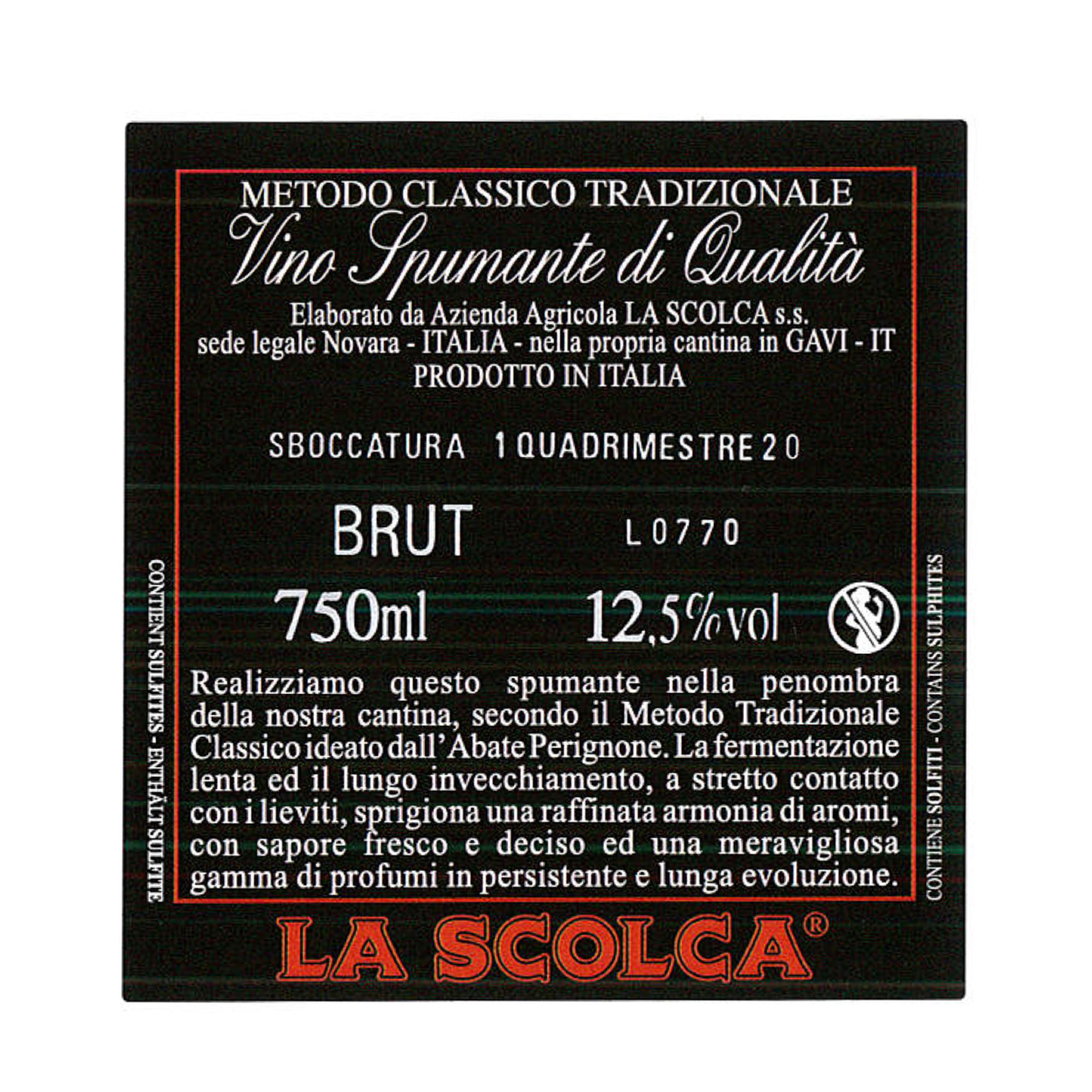 1 bottiglia - "Soldati La Solca" Brut Metodo Classico La Scolca vista1