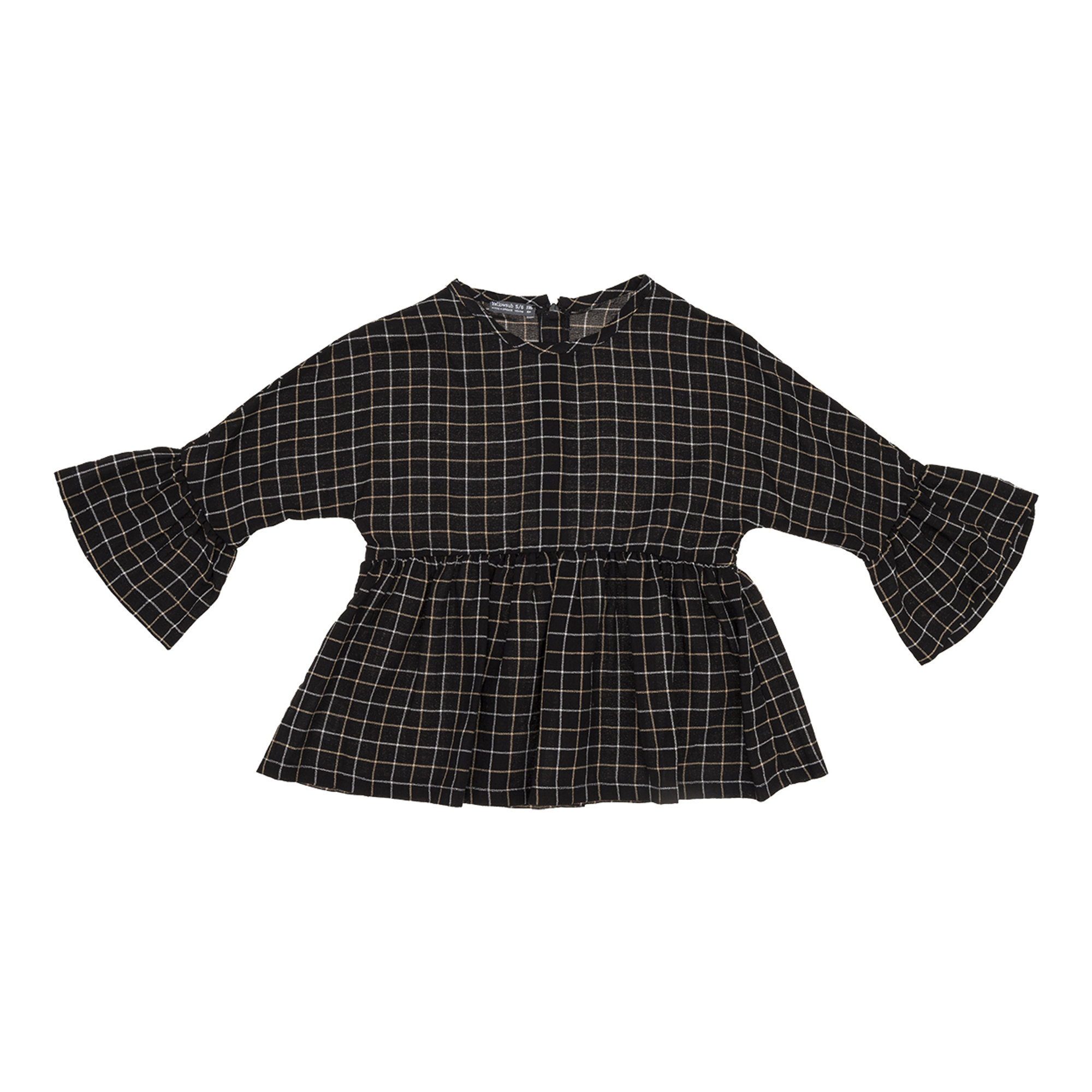 Blusa nera a quadri con frappe Yellowsub vista0