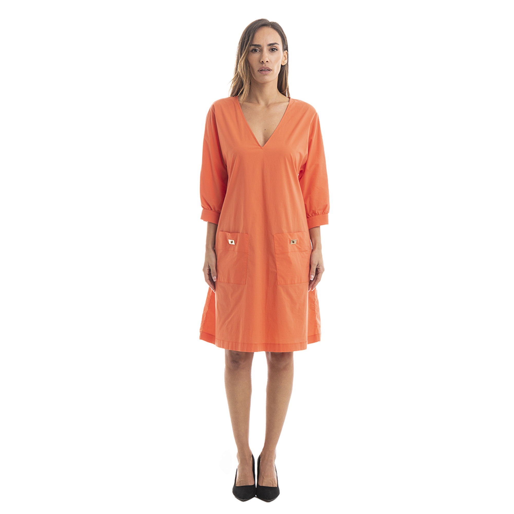 Vestito a tinta unita corallo Twinset vista0