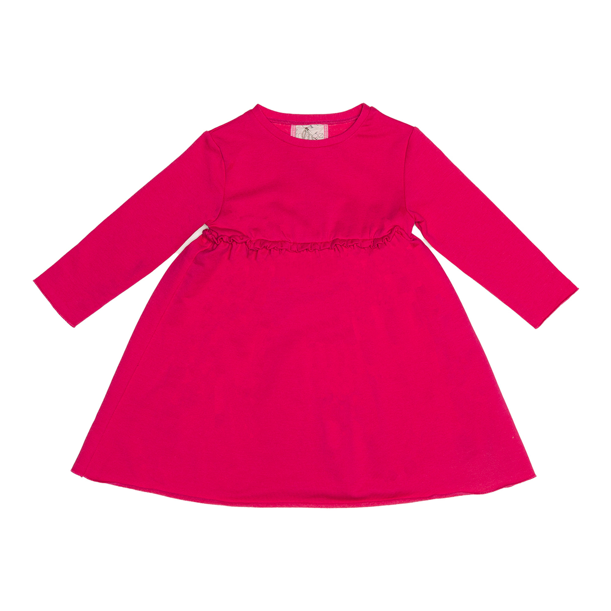 Abito neonata fucsia con balza in caldo cotone FRUGOO vista0