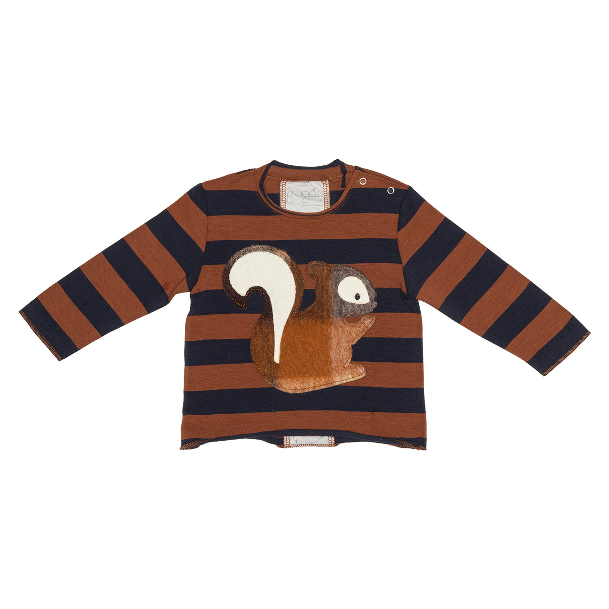 T-shirt a righe con scoiattolo in lana cotta FRUGOO vista0