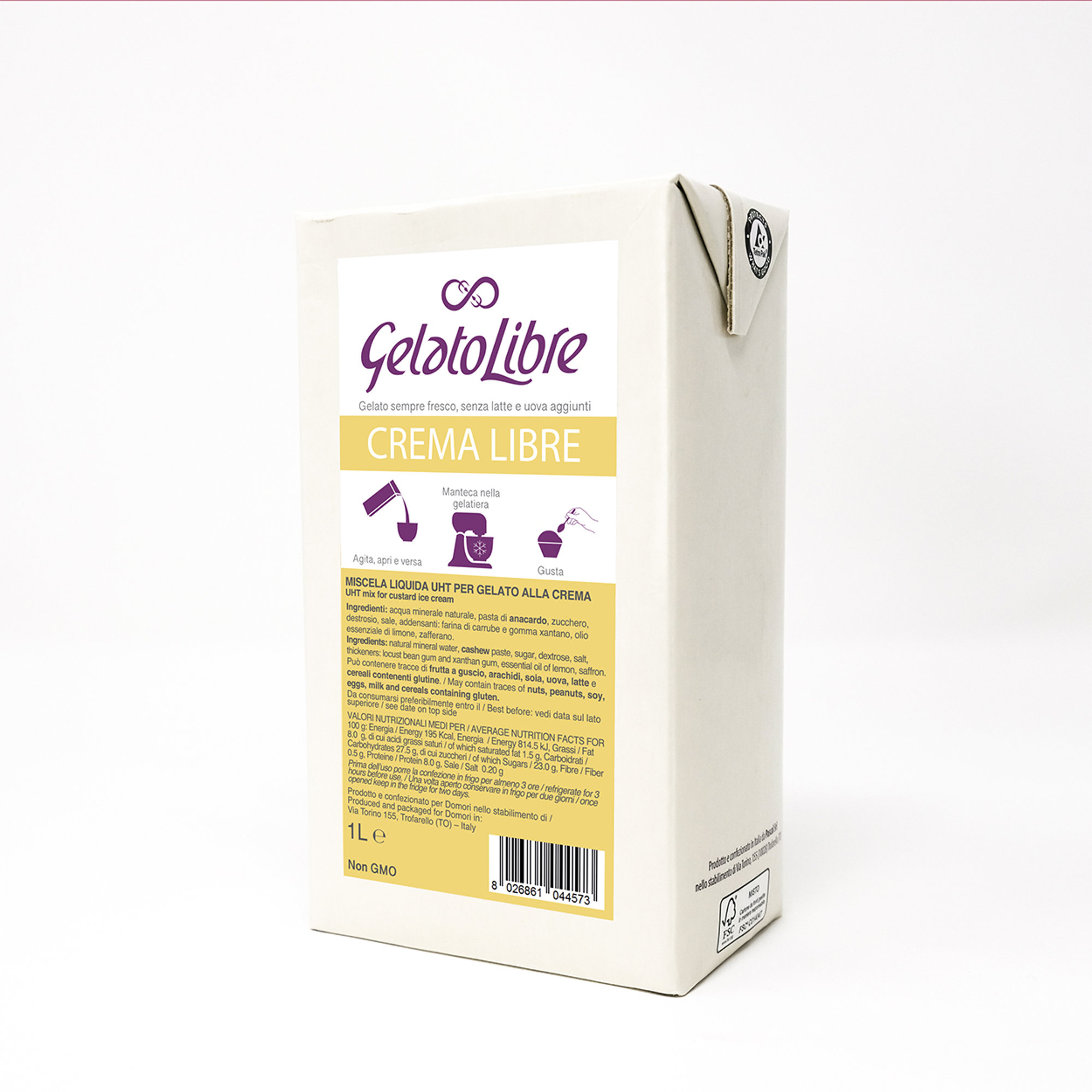 Crema Libre - mix voor ijs 1 liter Gelato Libre Domori vista0