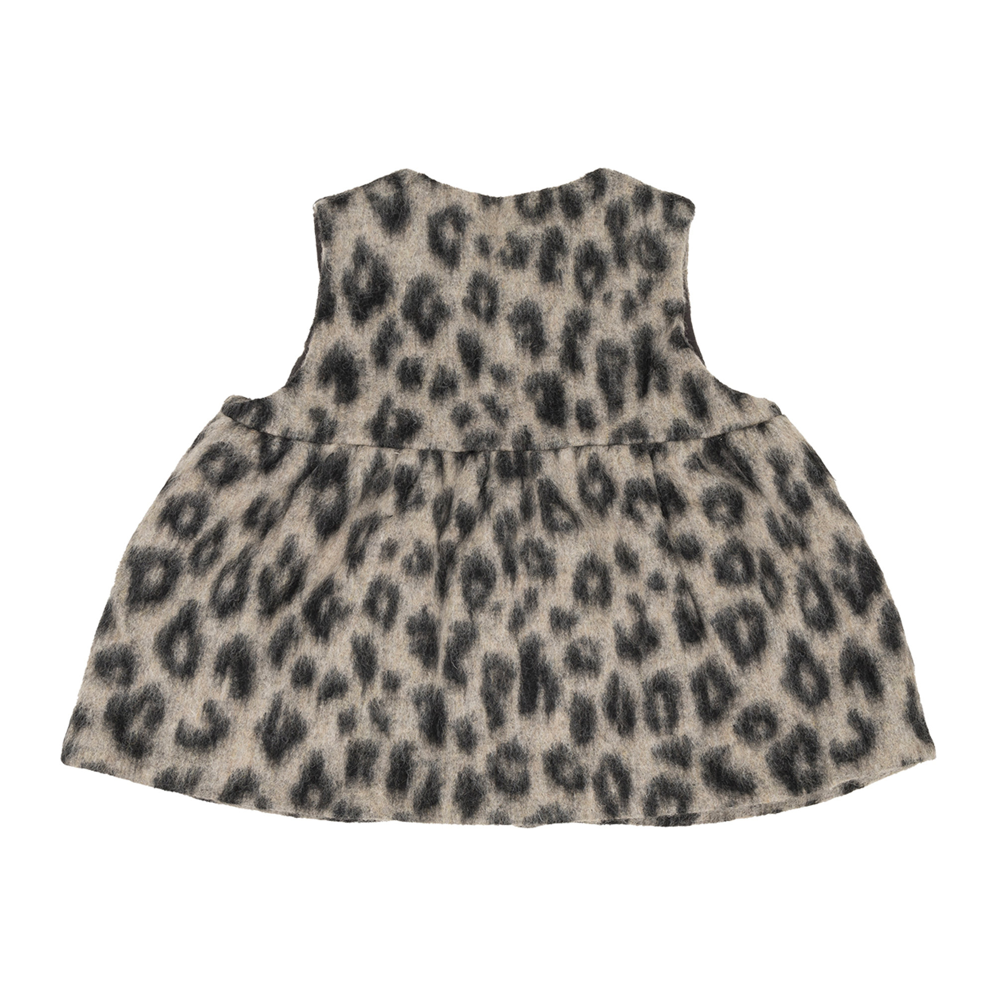 Gilet in lana stampa leopardo aperto con tasca DOUUOD vista1