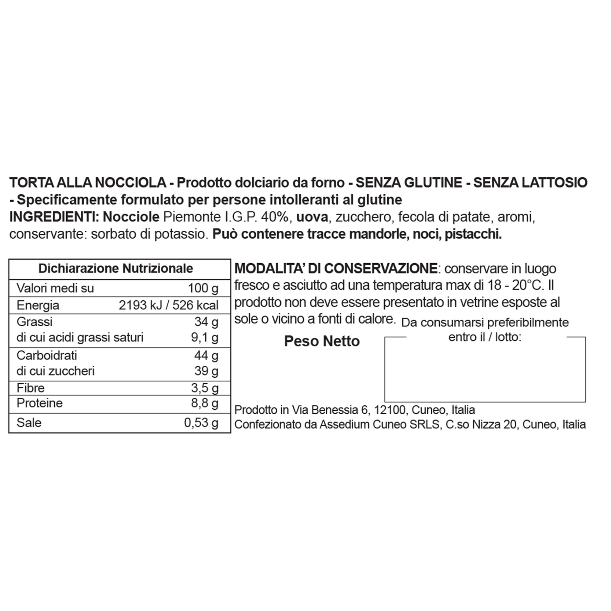 1 confezione - Torta Soffice Nocciola 300 gr Assedium RItual Pastry vista1
