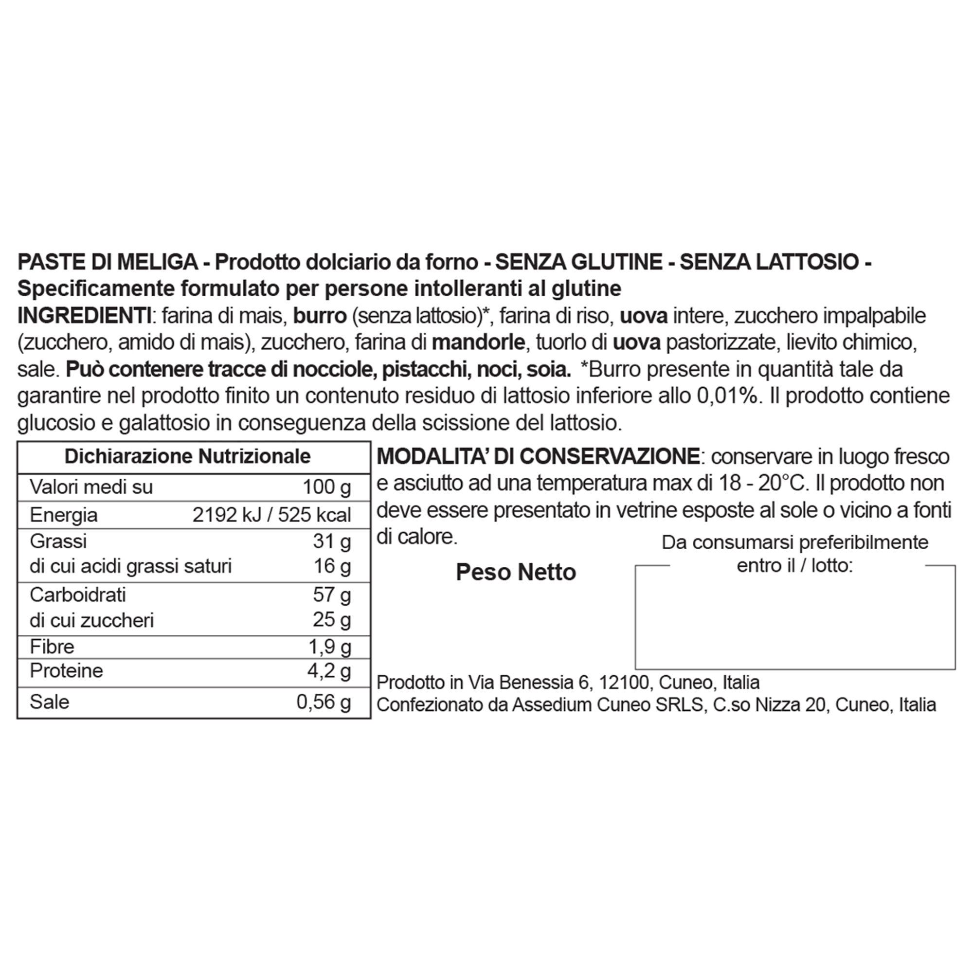 2 confezioni - Paste di Meliga 210 gr Assedium RItual Pastry vista1