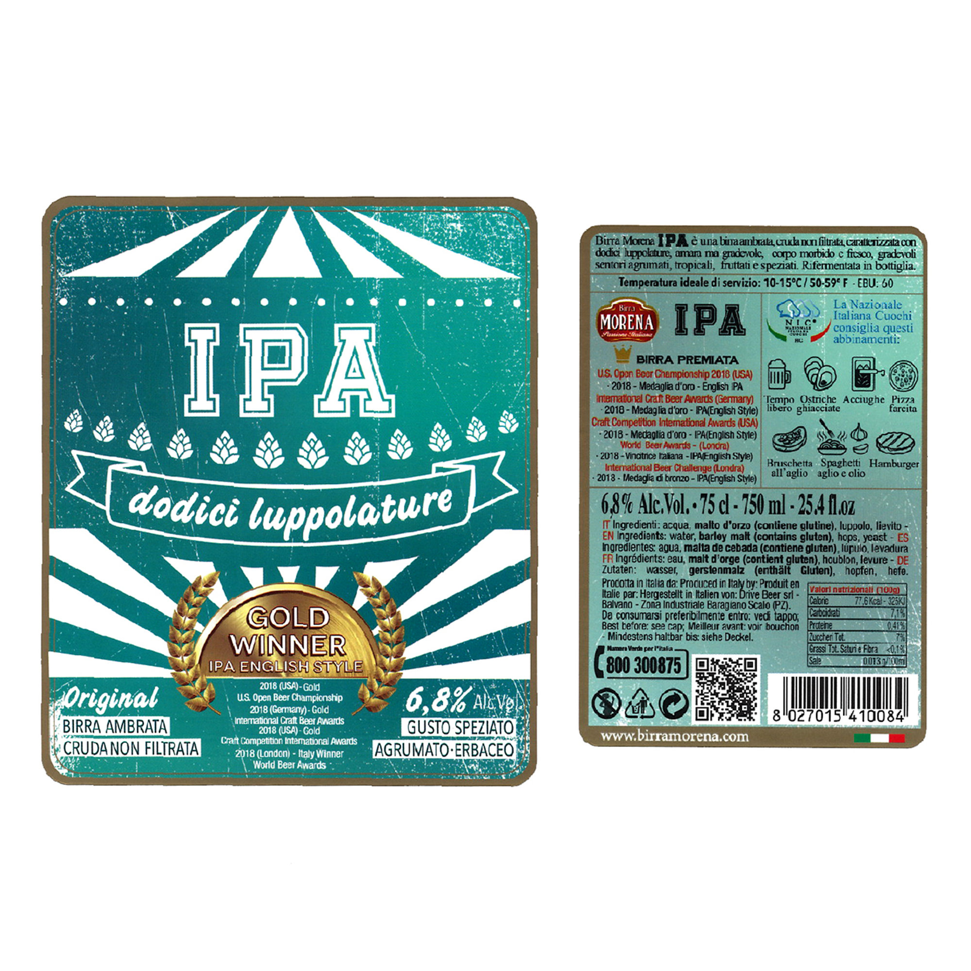 Cassa in Legno di Abete con 2 bottiglie miste 75 cl: IPA 12 Luppolature - Lucana Bianca Cruda Birra Morena vista3
