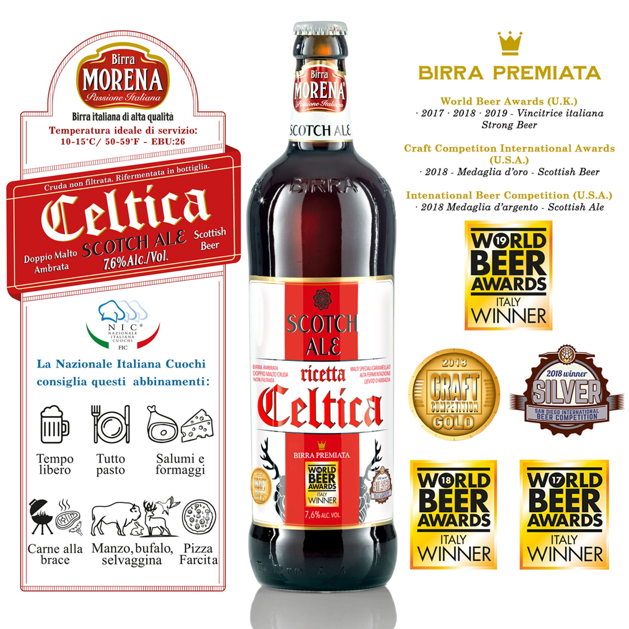 Cassa in Legno di Abete con 3 bottiglie miste 75 cl: Celtica Stout Doppio Malto - Celtica Super Doppio Malto - Celtica Scotch Ale Doppio Malto Birra Morena vista6