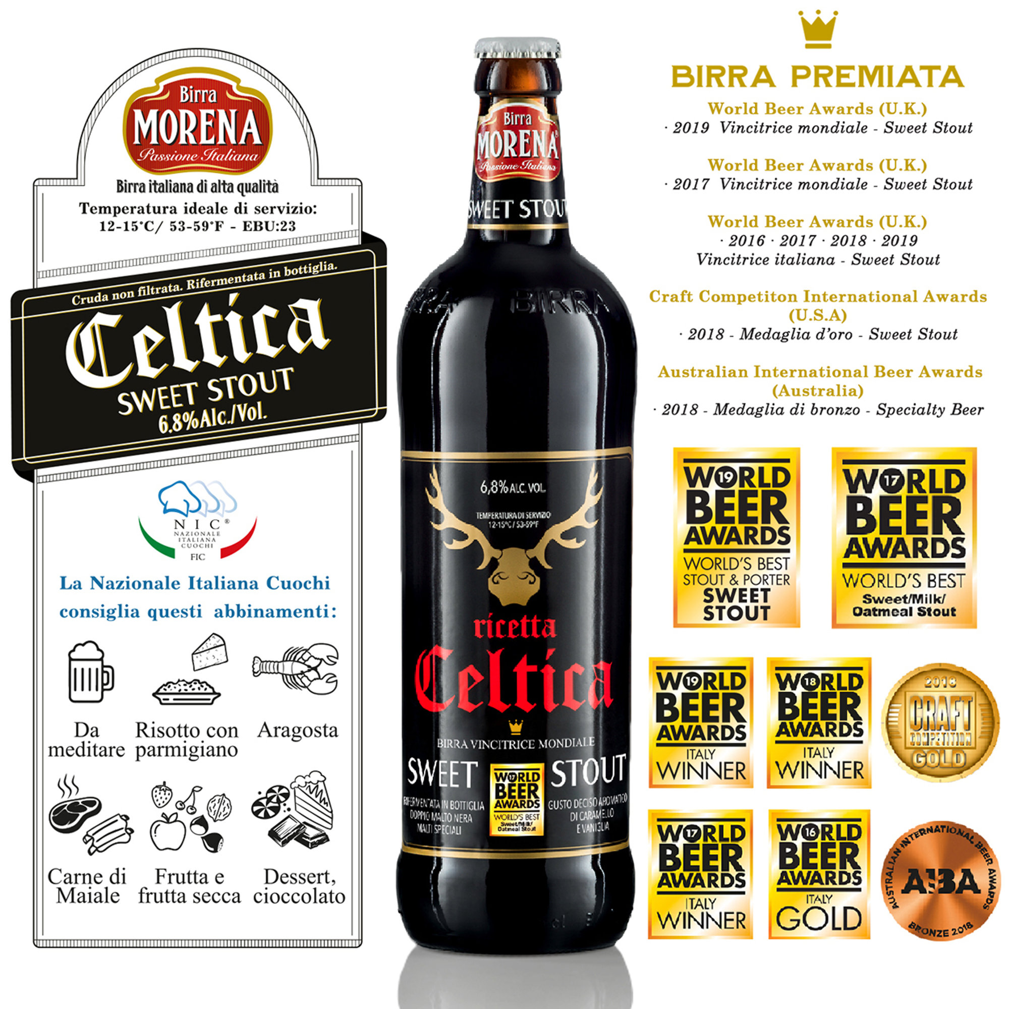 Cassa in Legno di Abete con 6 bottiglie miste 75 cl: 2 Celtica Stout Doppio Malto - 2 Celtica Super Doppio Malto - 2 Celtica Scotch Ale Doppio Malto Birra Morena vista6