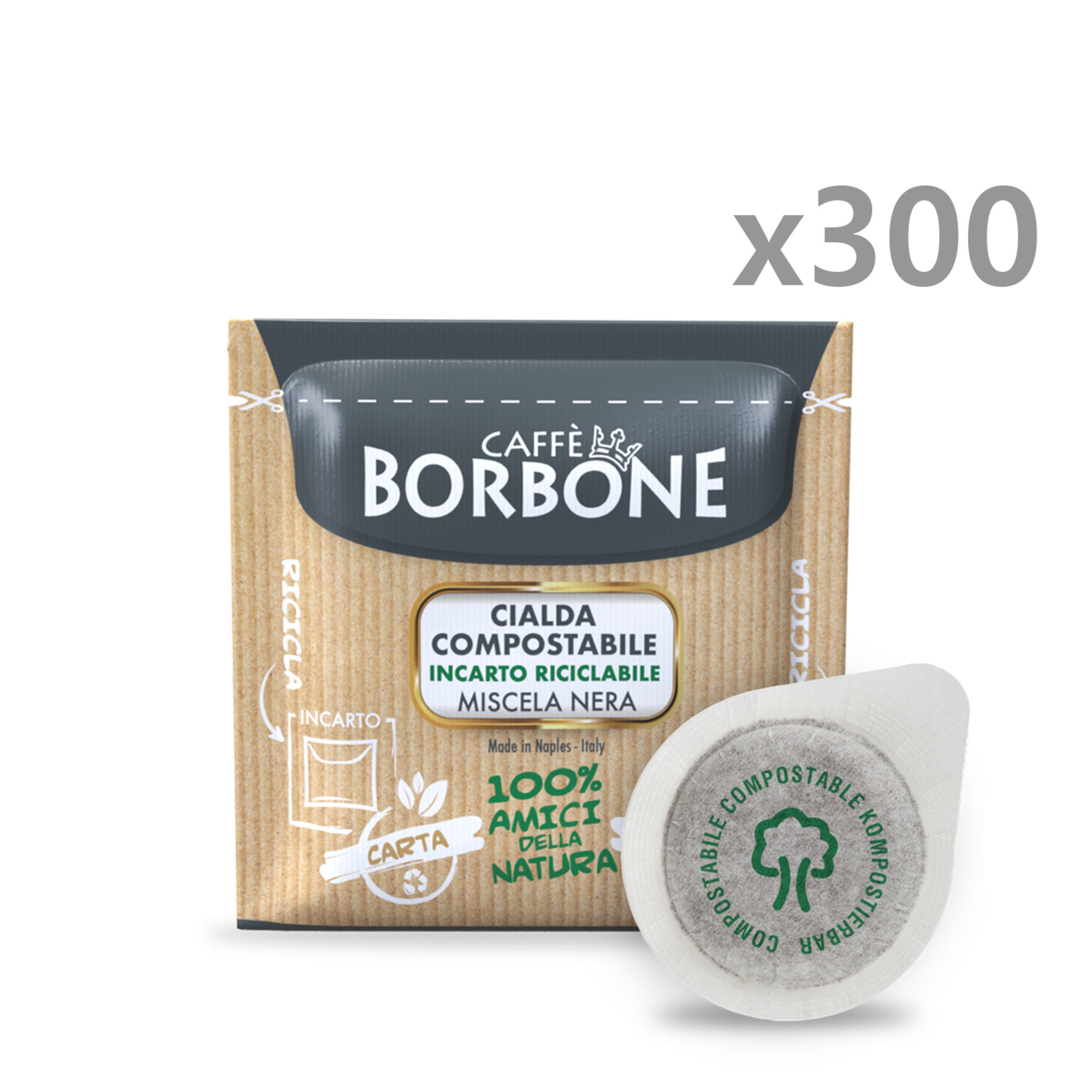 300 cialde - "Borbone Cialda NERA" compatibile Cialda ESE 44 mm Borbone vista0