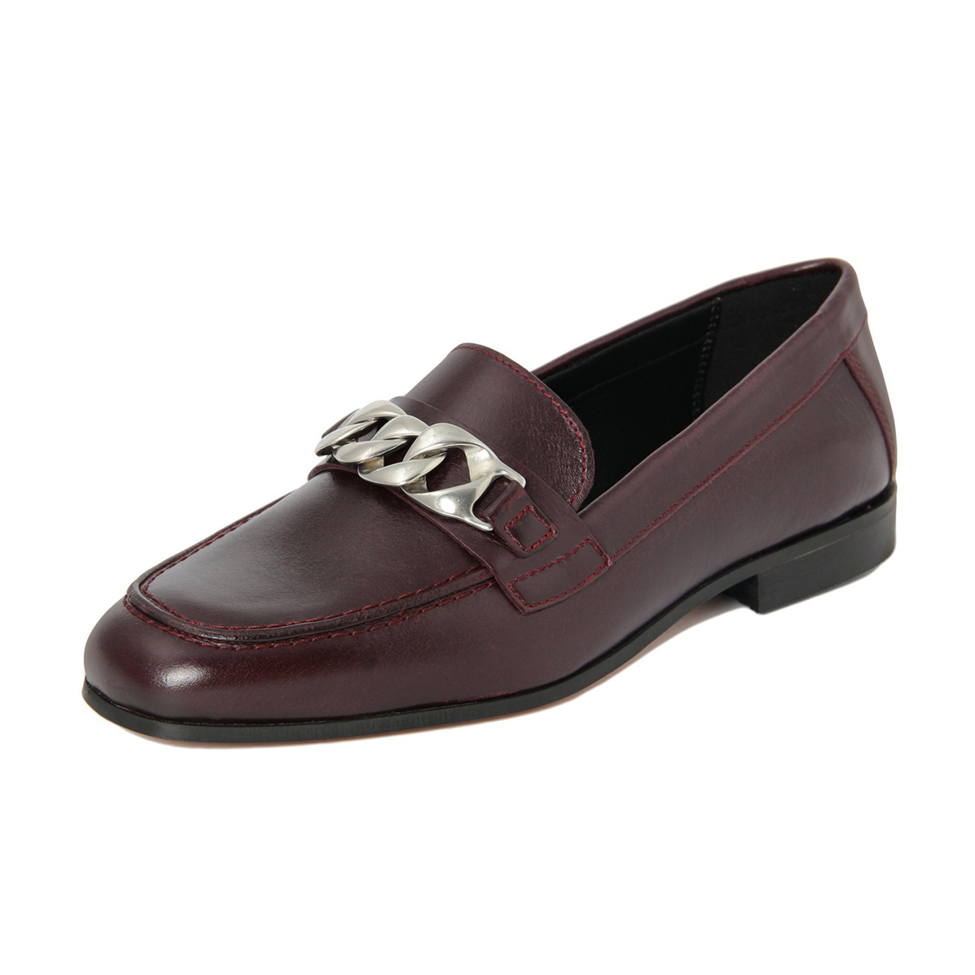 Mocassini in pelle bordeaux con accessorio in metallo SKU PROBLEMATICI vista10
