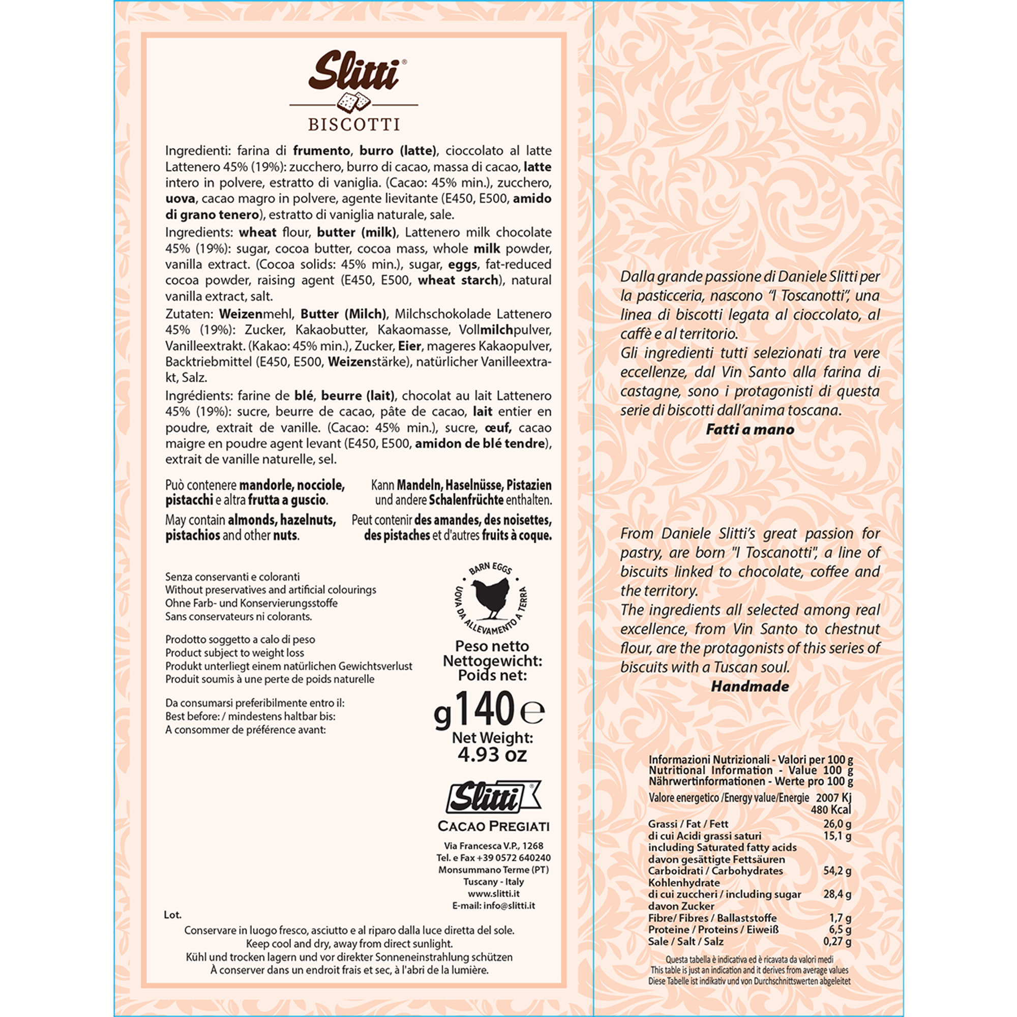 6 confezioni - Toscanotti Lattenero 45% 140 gr Slitti vista1