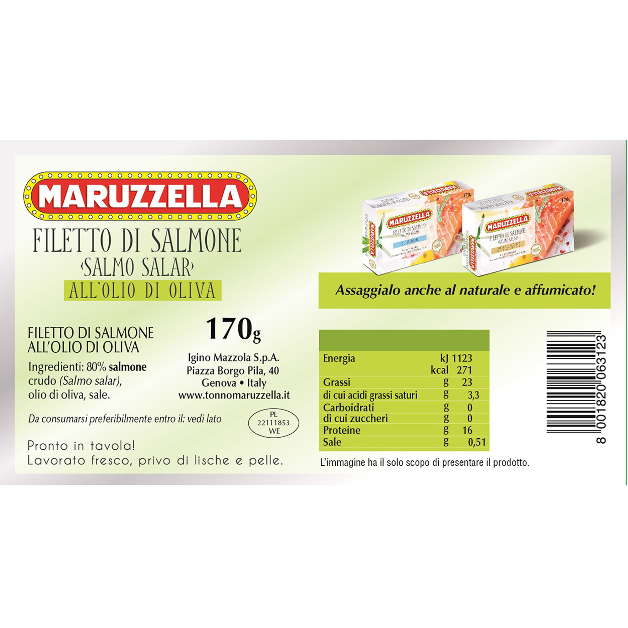 12 confezioni - Filetti salmone Maruzzella in olio d'oliva 170 gr Maruzzella vista1