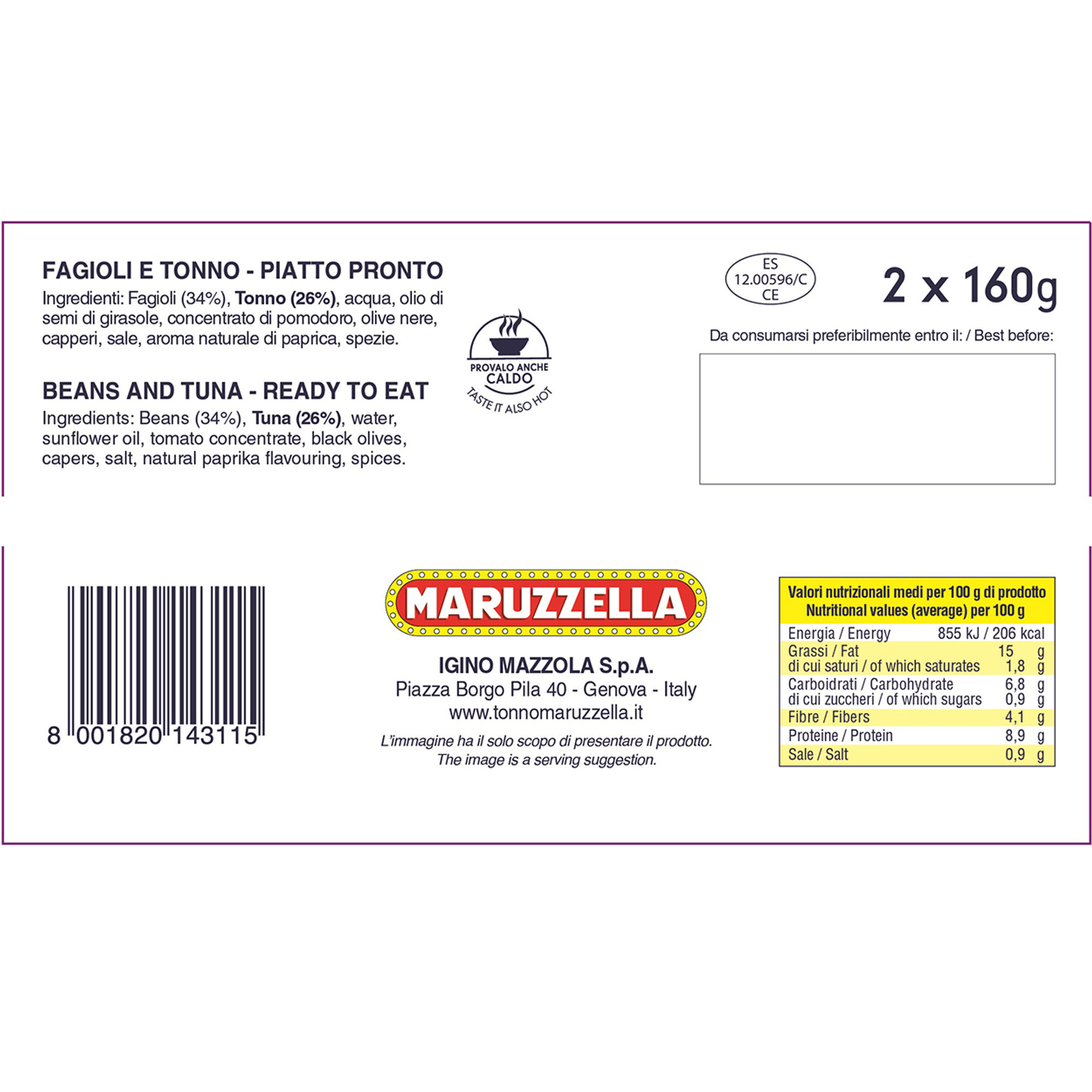 12 confezioni - Tonno Fagioli Maruzzella 2x160 gr Maruzzella vista1