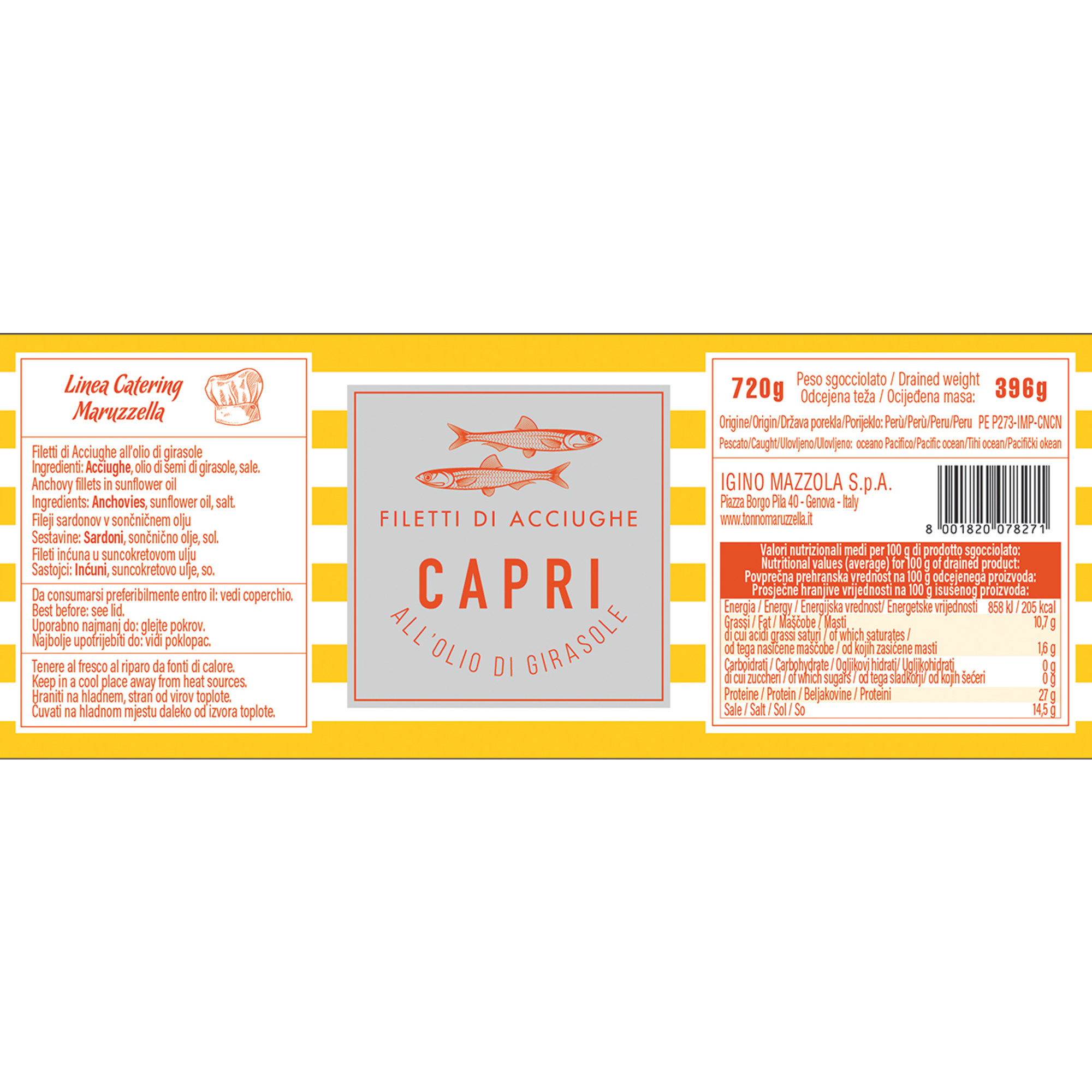 6 vasetti - Filetti di alici Capri in olio di girasole 720 gr Capri vista1
