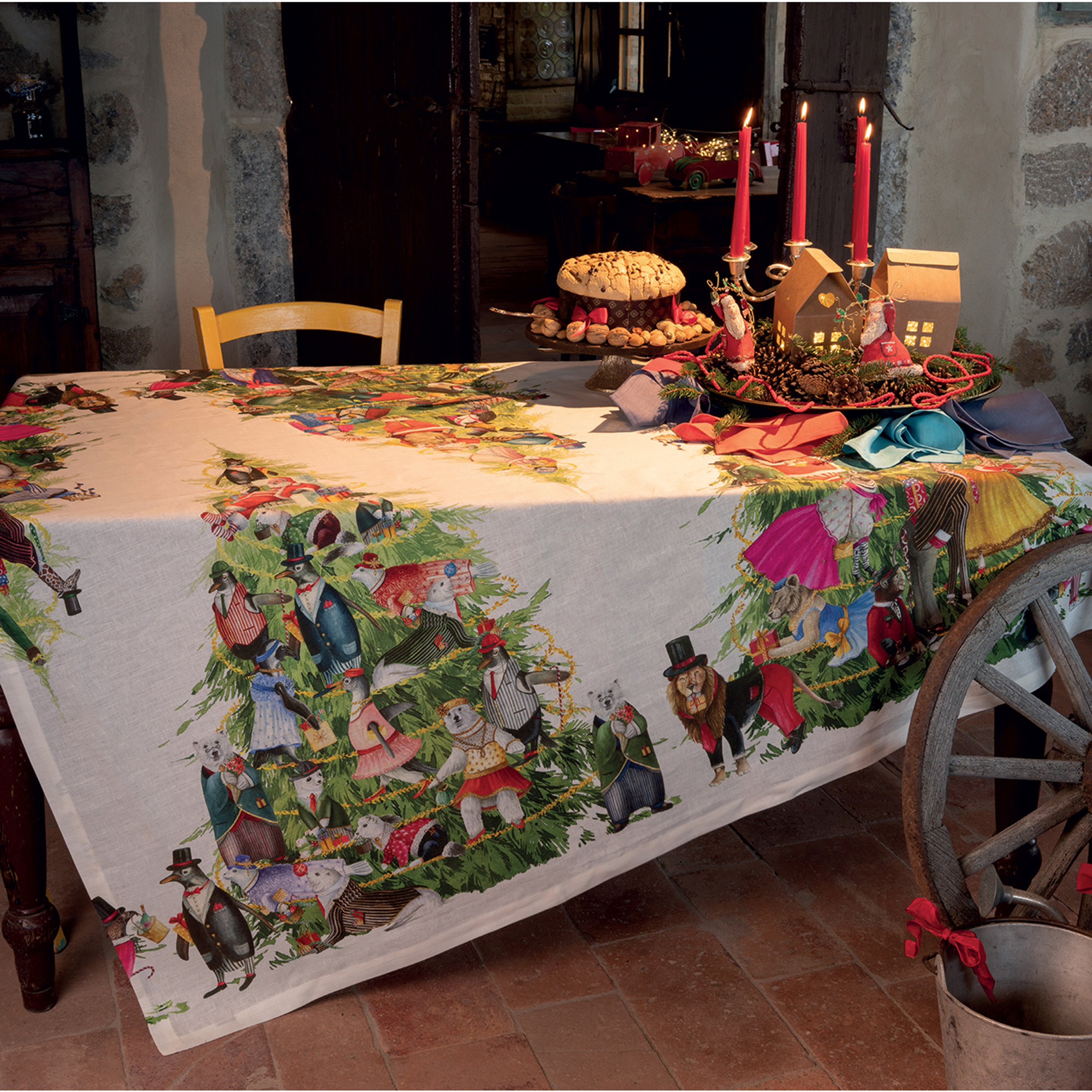 Tovaglia Magical Tree Tessitura Toscana Telerie Natale vista1