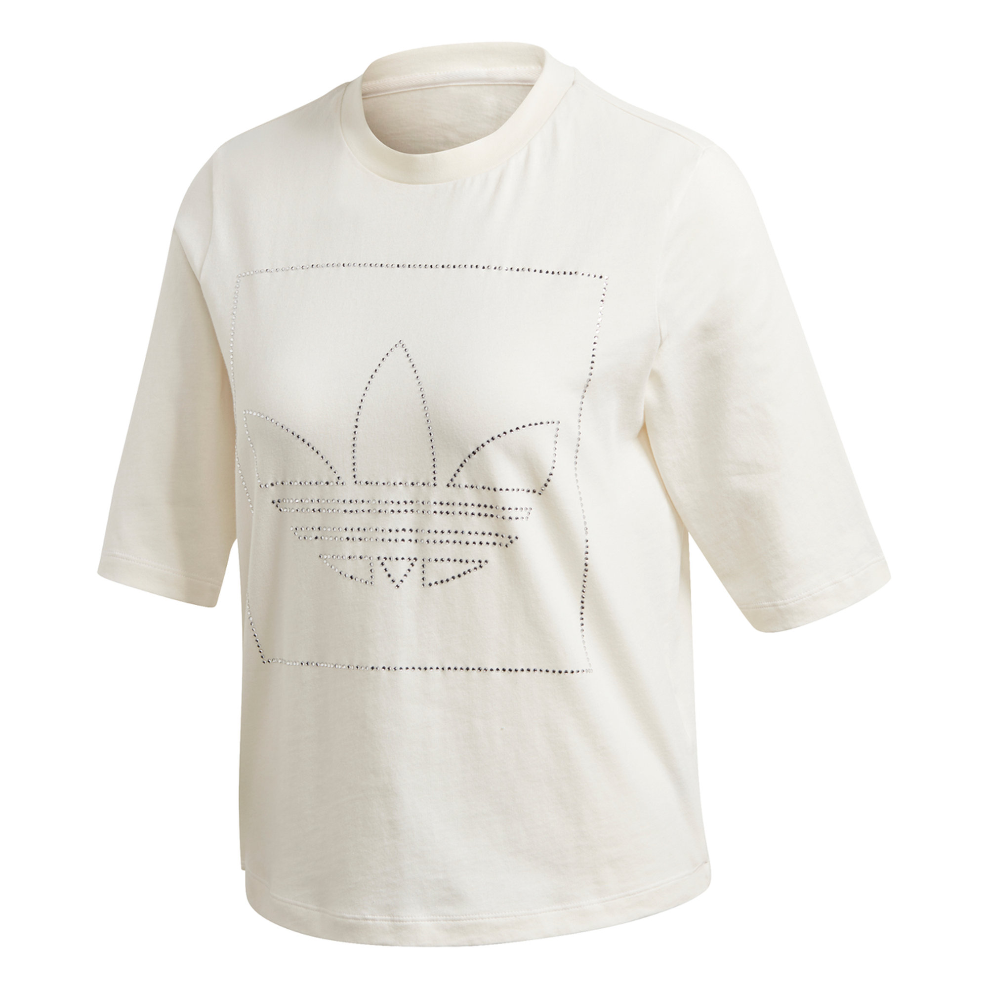 T-shirt bianca in jersey di cotone con logo strass ADIDAS vista1