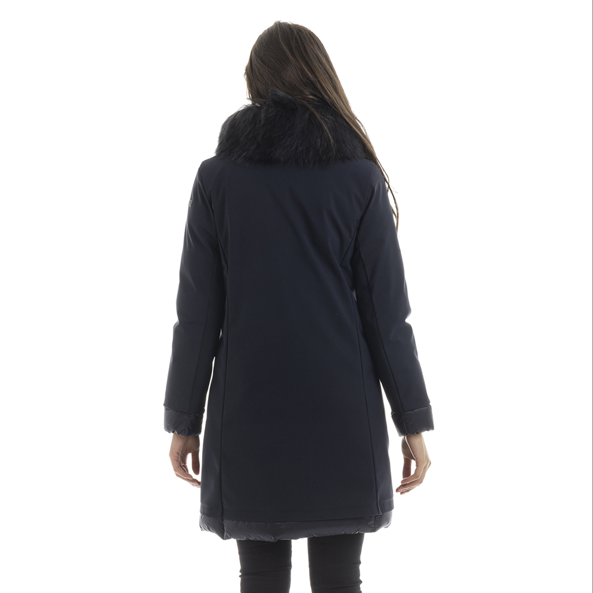 Giubbotto Light winter coat lady fur blu scuro RRD  vista2