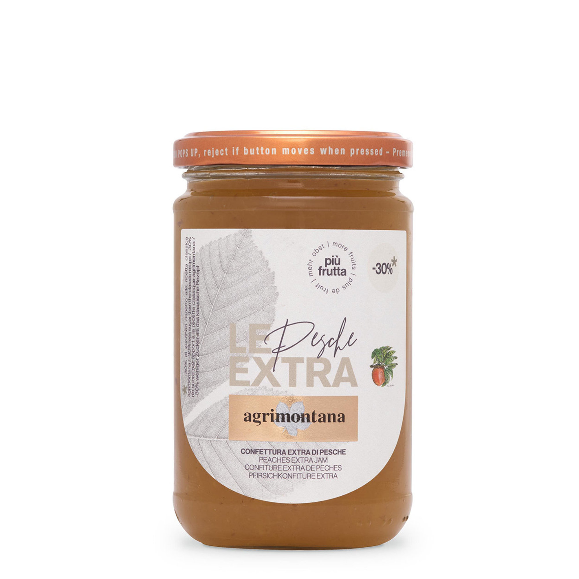 6 Confetture "Le Extra" con meno zucchero da 330 gr: 2 Pesche, 2 Albicocche, 2 Arance Amare Agrimontana vista1