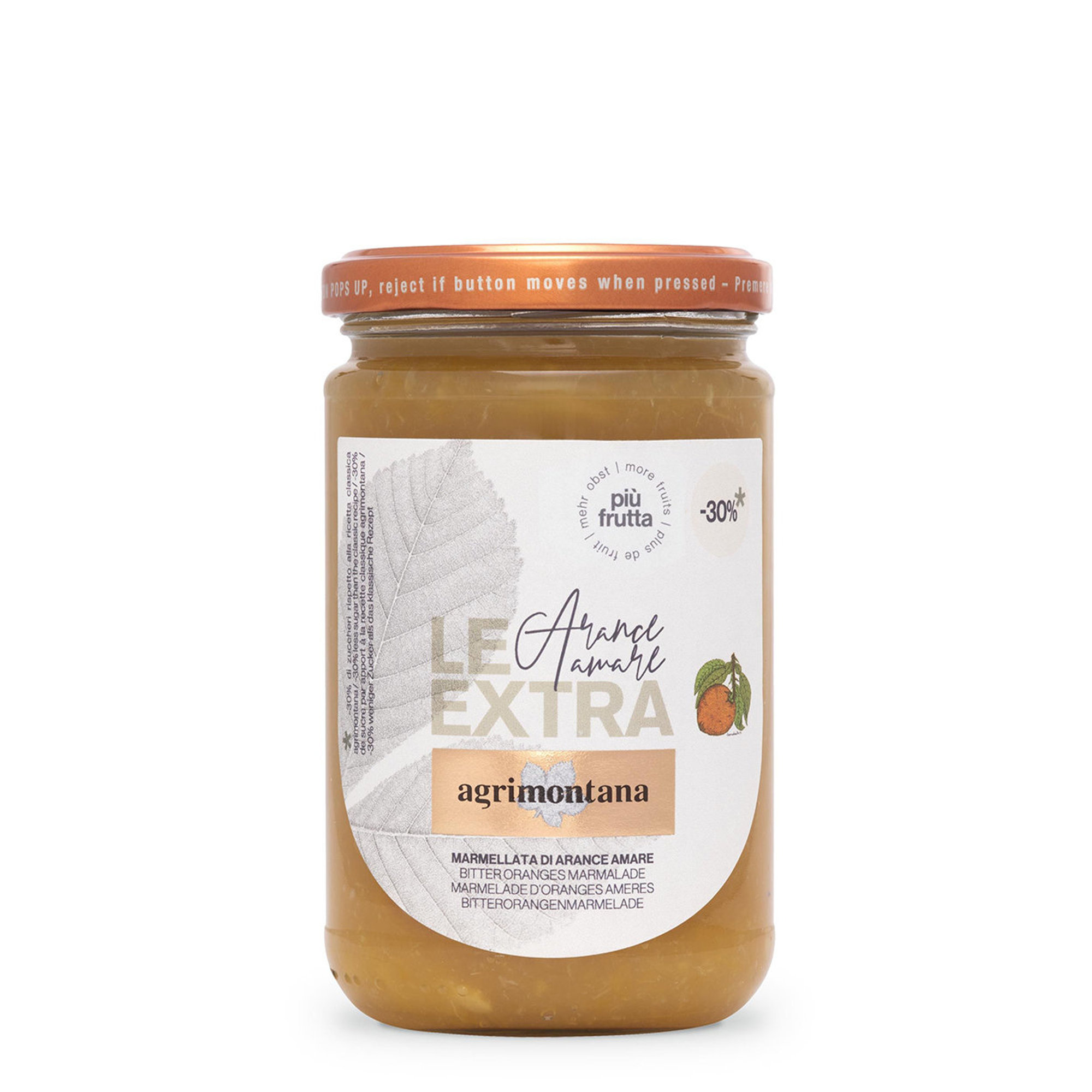 6 Confetture "Le Extra" con meno zucchero da 330 gr: 2 Pesche, 2 Albicocche, 2 Arance Amare Agrimontana vista5