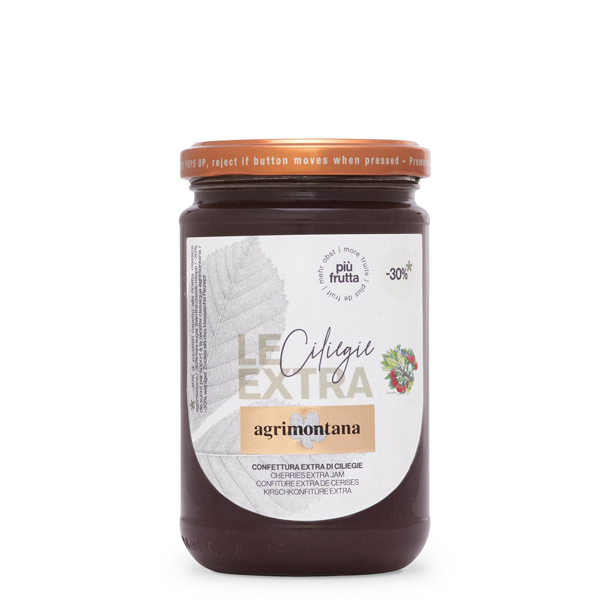 6 Confetture "Le Extra" con meno zucchero da 330 gr: 2 Ciliegie, 2 Amarene, 2 Fragole Agrimontana vista1