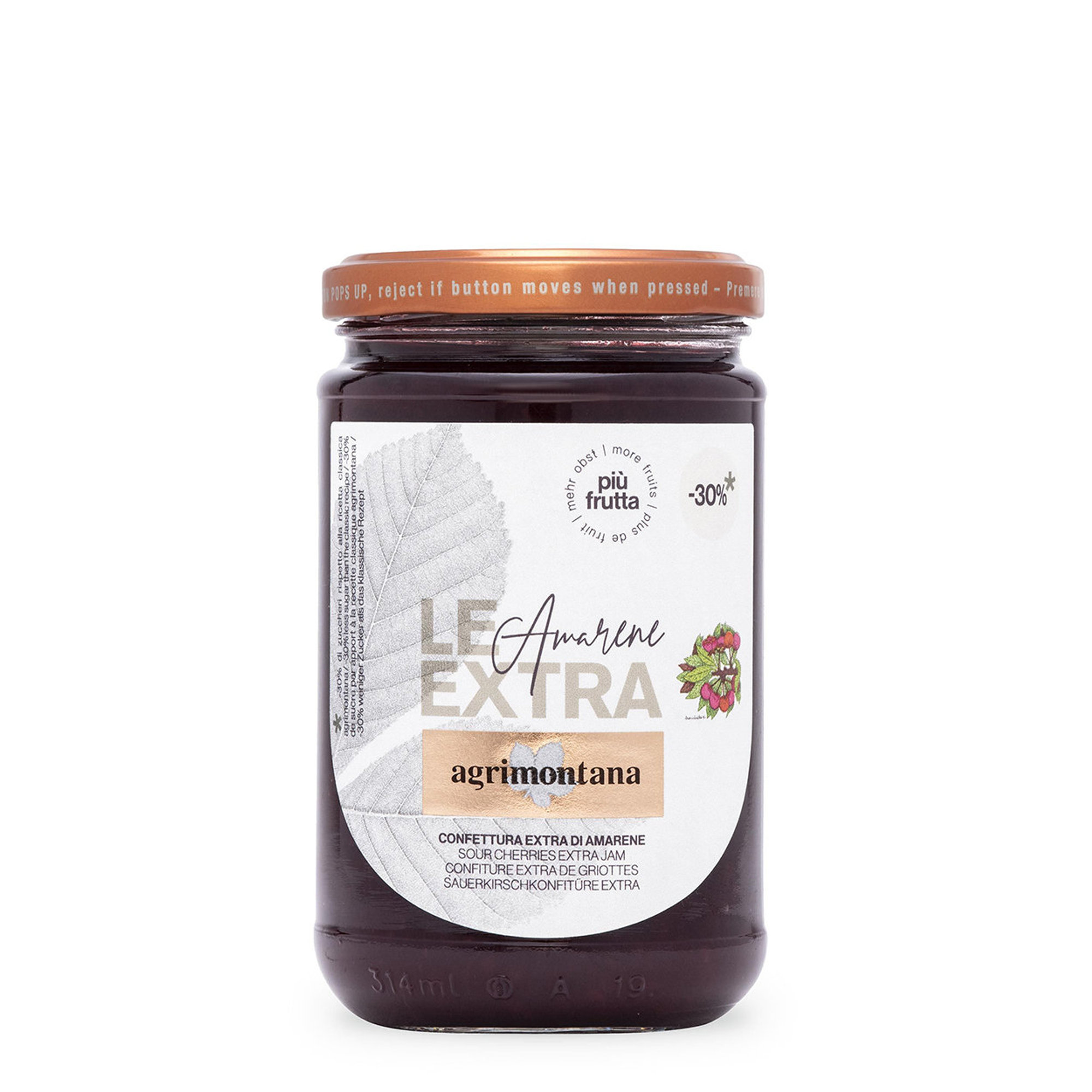6 Confetture "Le Extra" con meno zucchero da 330 gr: 2 Amarene, 2 Mirtilli Selvatici, 2 Lamponi Agrimontana vista1