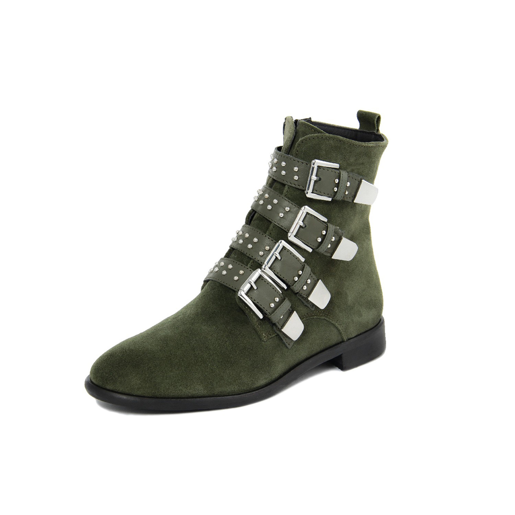 Stivaletti in camoscio con tre lacci e fibbie laterali verdi Cold Out Scarpe vista5