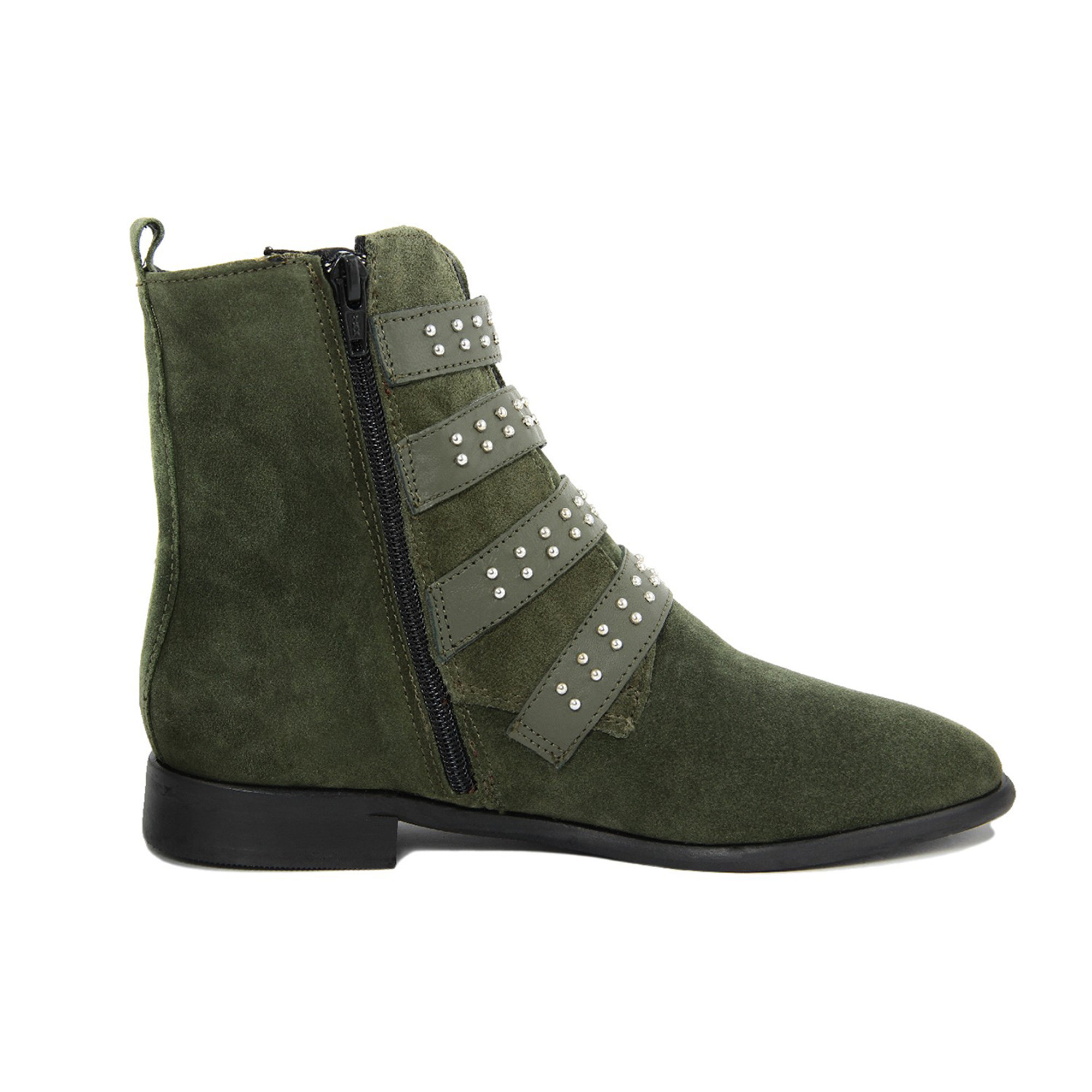 Stivaletti in camoscio con tre lacci e fibbie laterali verdi Cold Out Scarpe vista6