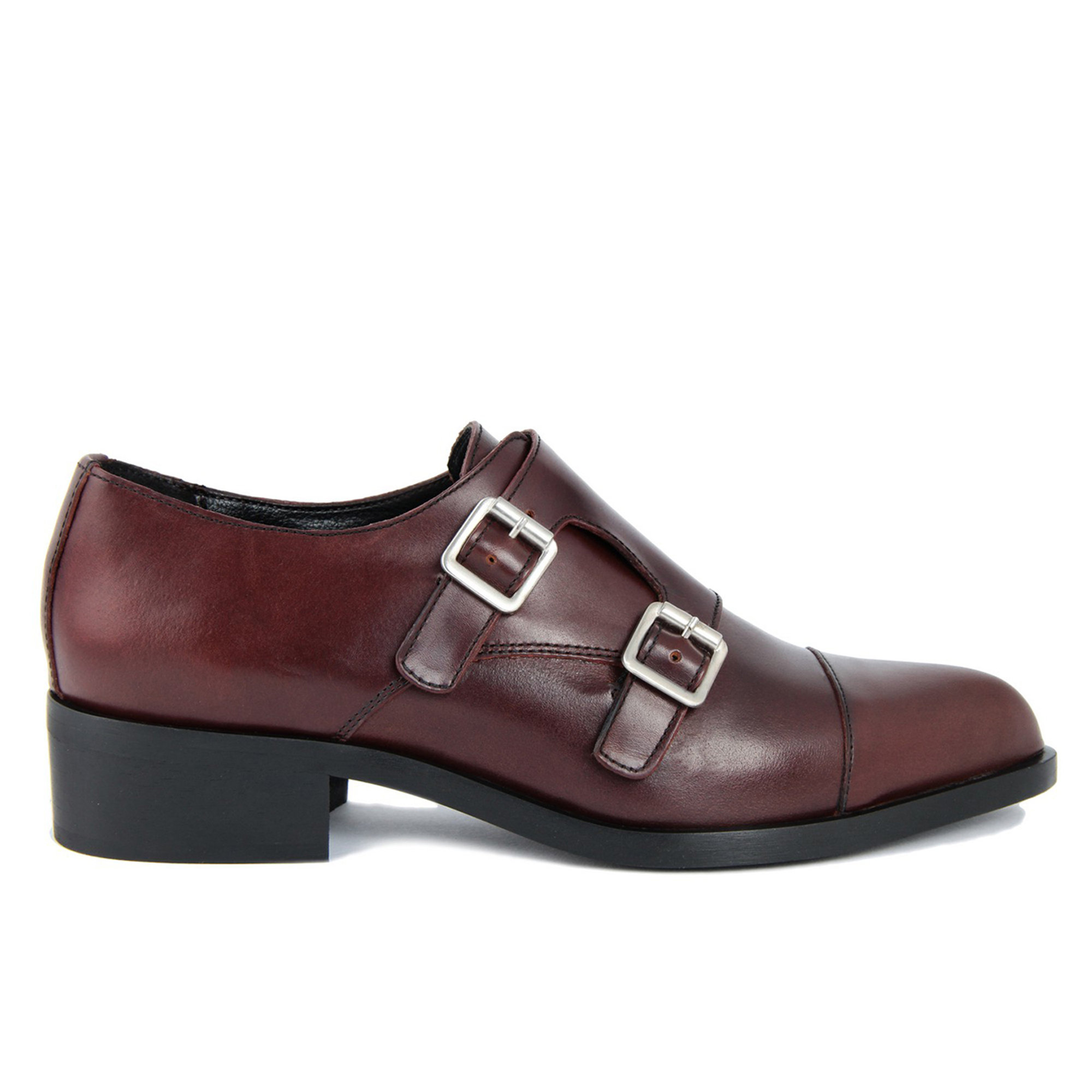 Stringate con doppia fibbia laterale in pelle bordeaux Cold Out Scarpe vista0