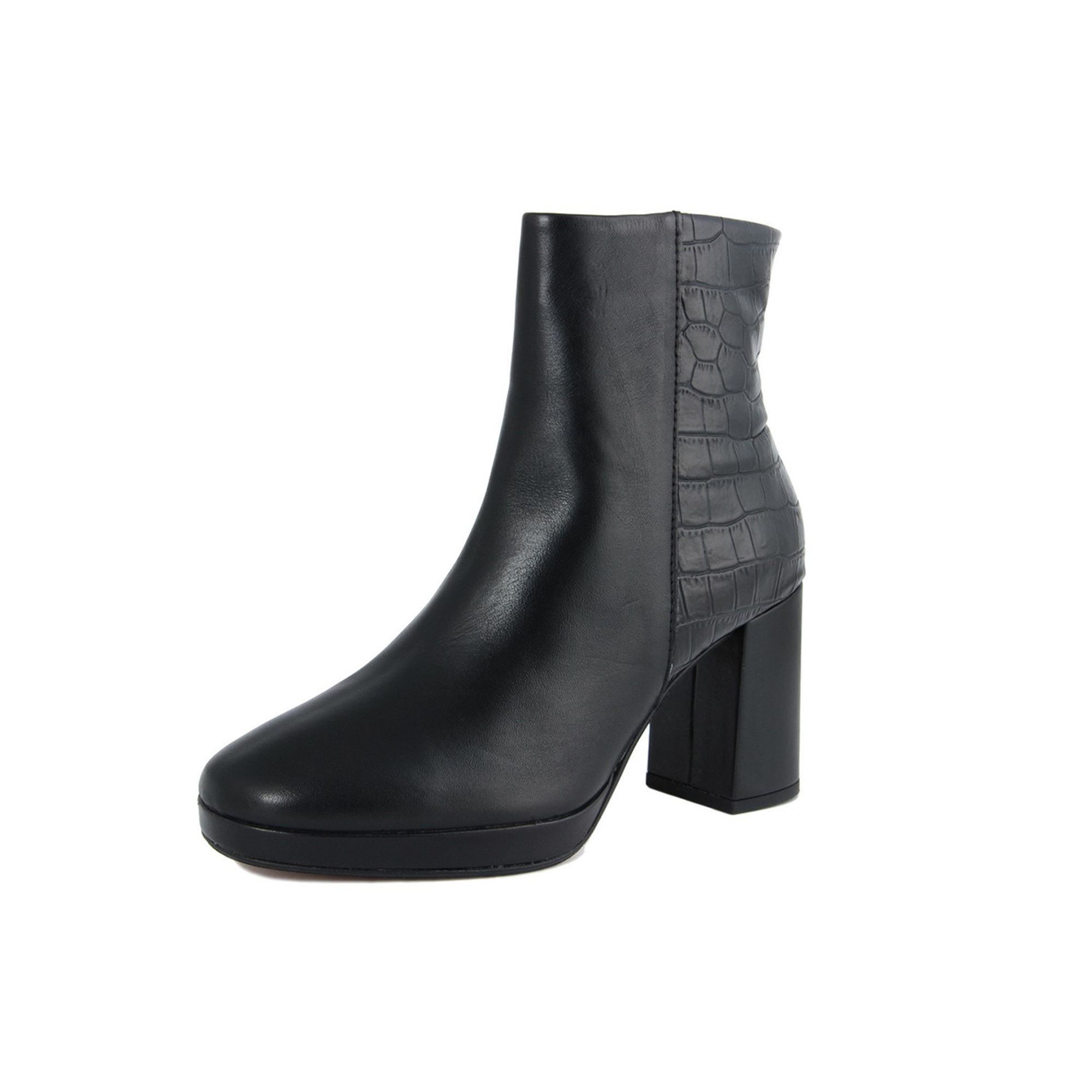 Stivaletti in pelle con tacco chuky e tallonata in cocco neri Cold Out Scarpe vista6