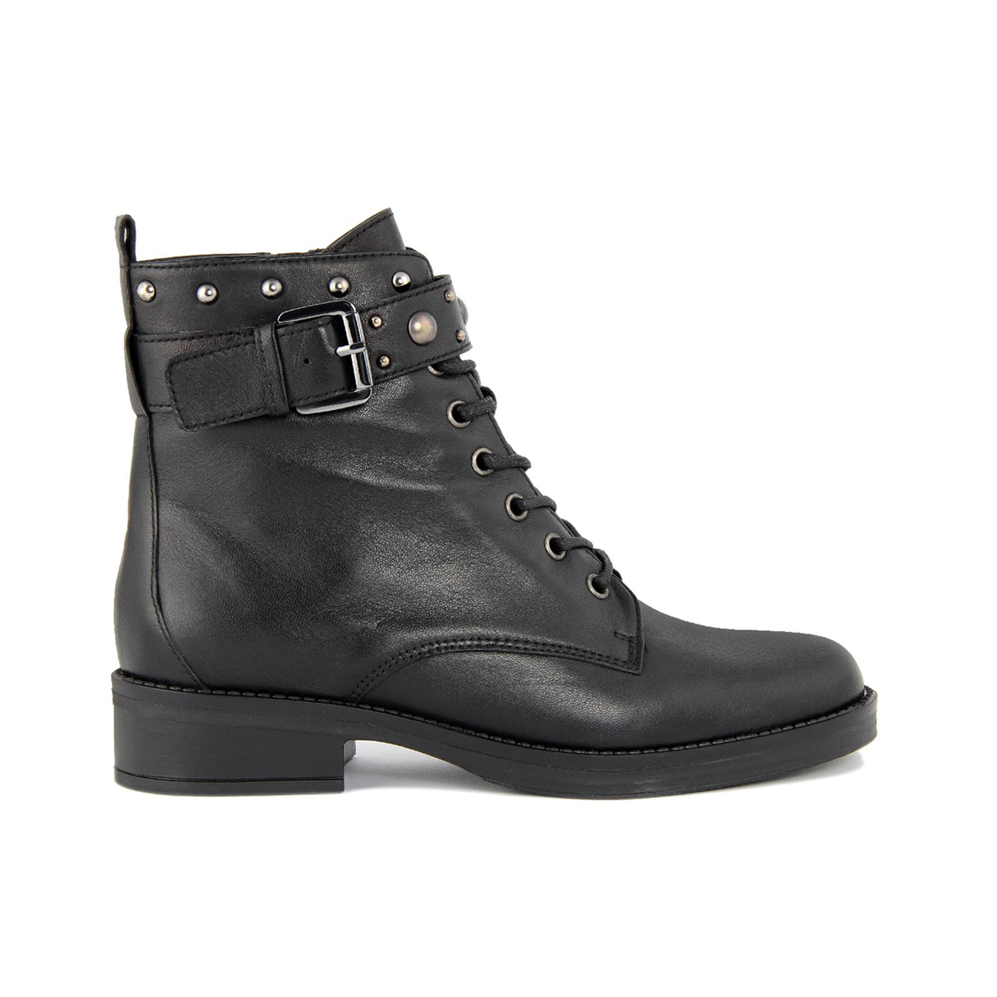 Stivaletti allacciati in pelle con cinturino neri Cold Out Scarpe vista0