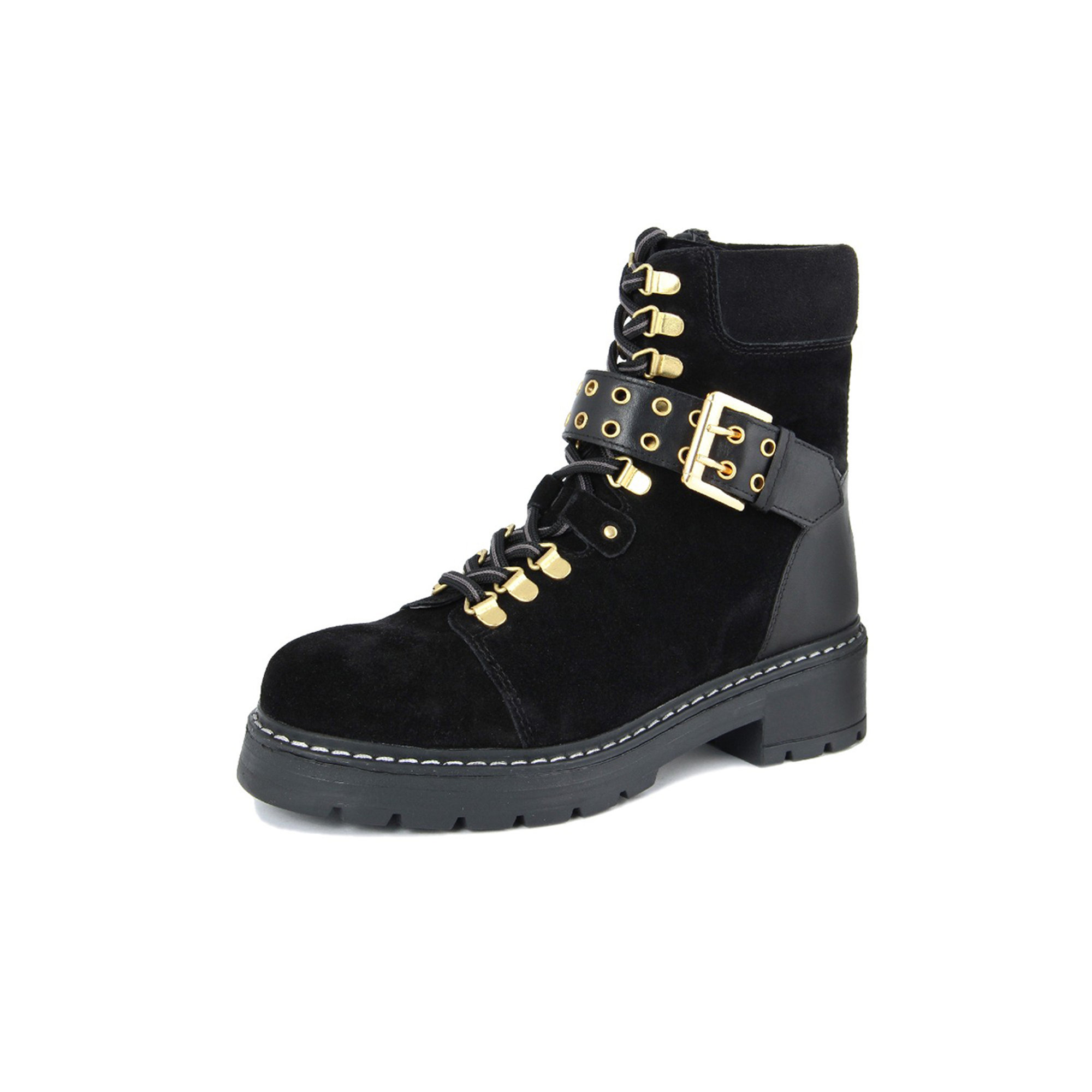Pedula in camoscio con ganci oro nere Cold Out Scarpe vista5