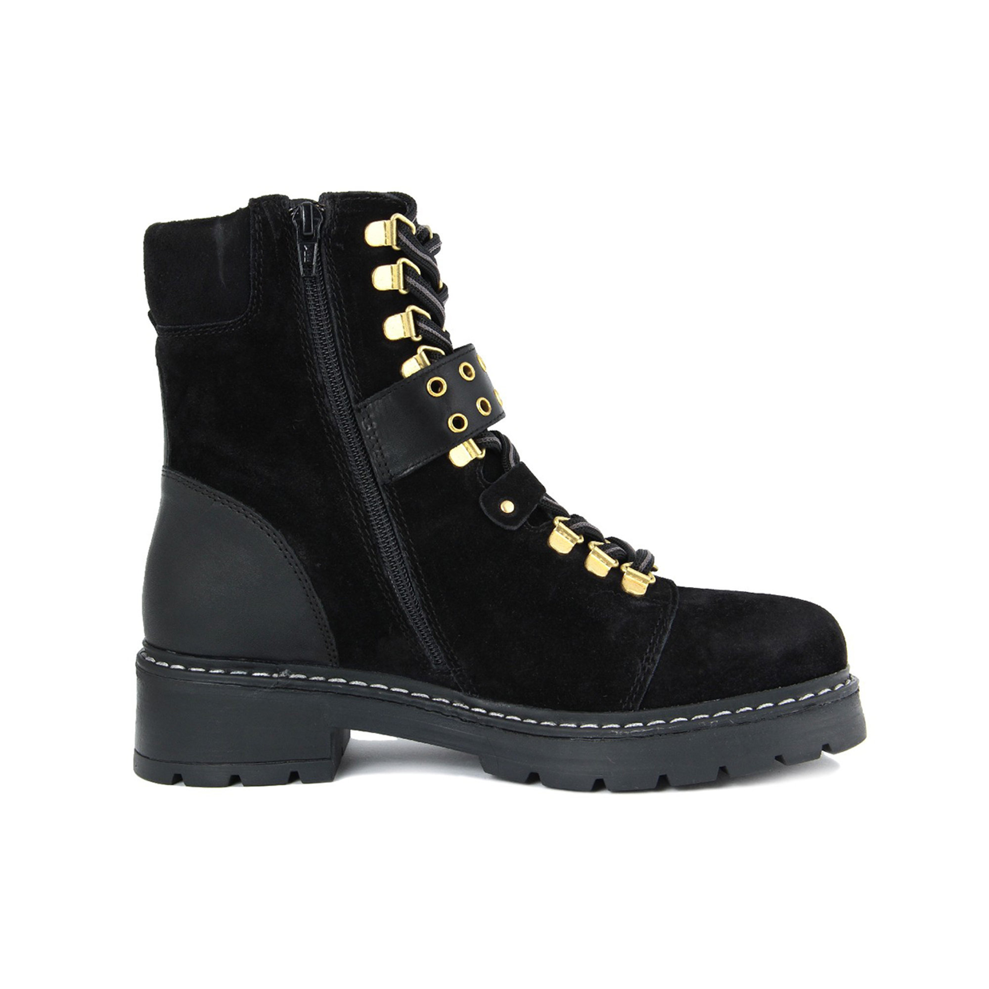 Pedula in camoscio con ganci oro nere Cold Out Scarpe vista6