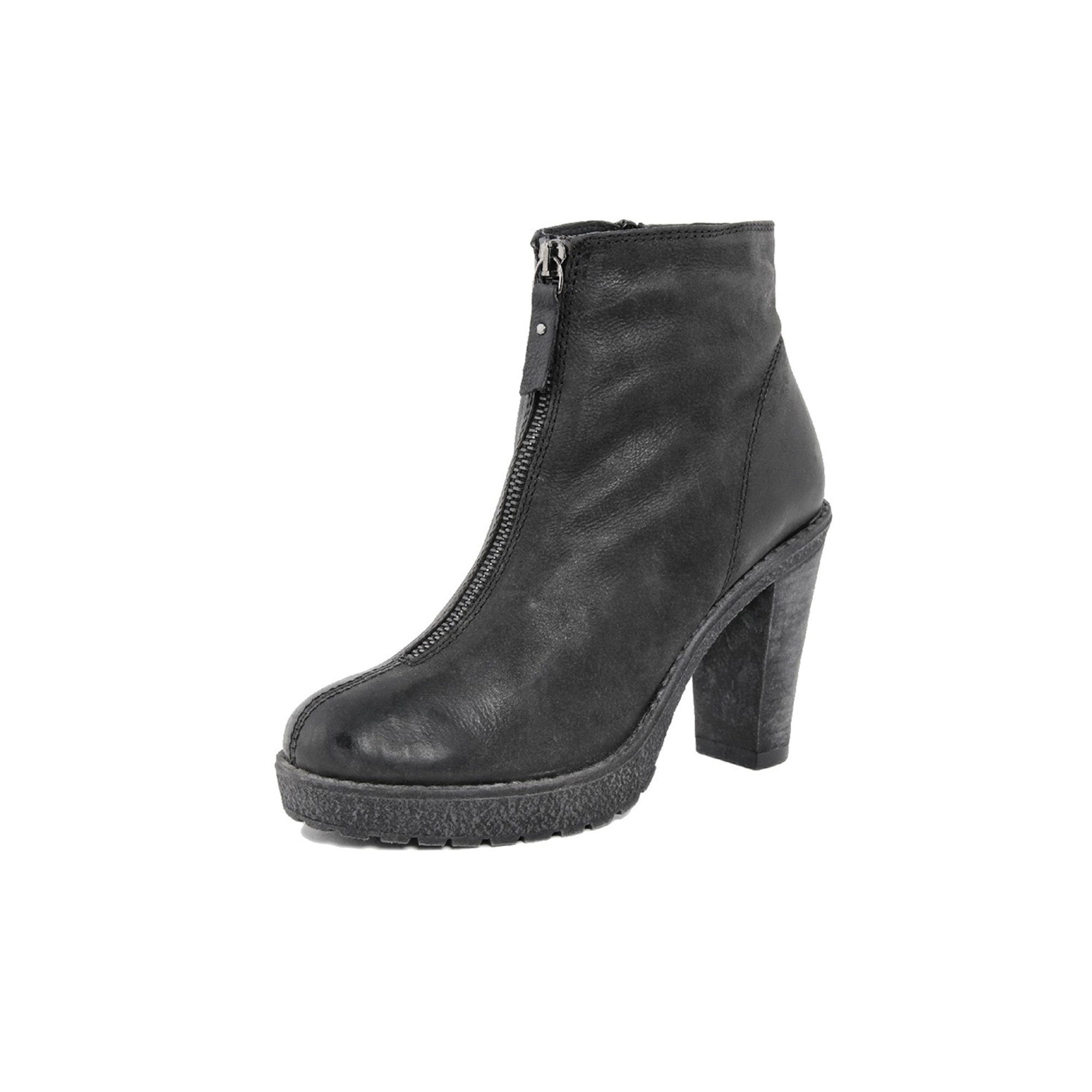 Stivaletti in pelle neri delavè con tacco e zip centrale Cold Out Scarpe vista5