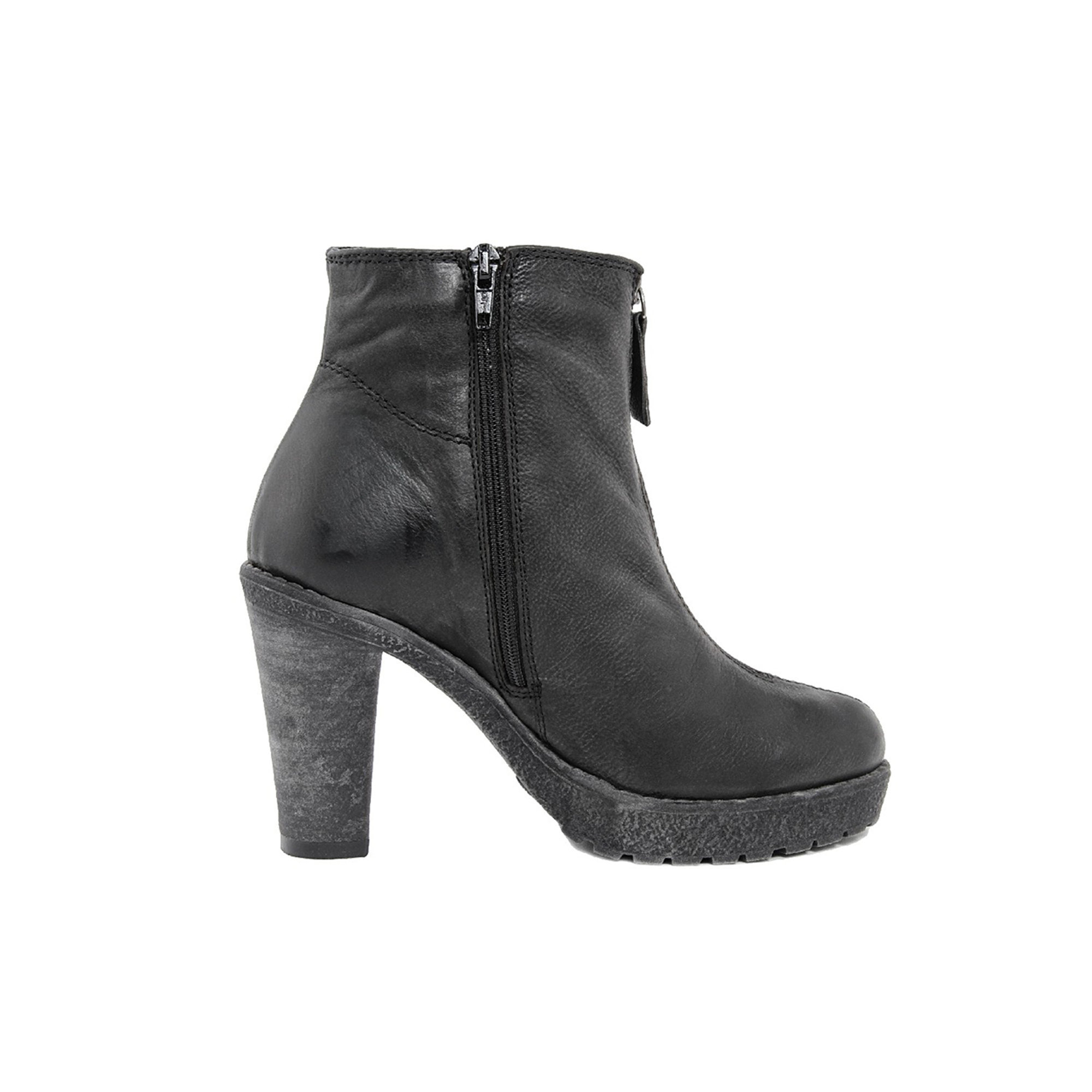 Stivaletti in pelle neri delavè con tacco e zip centrale Cold Out Scarpe vista6