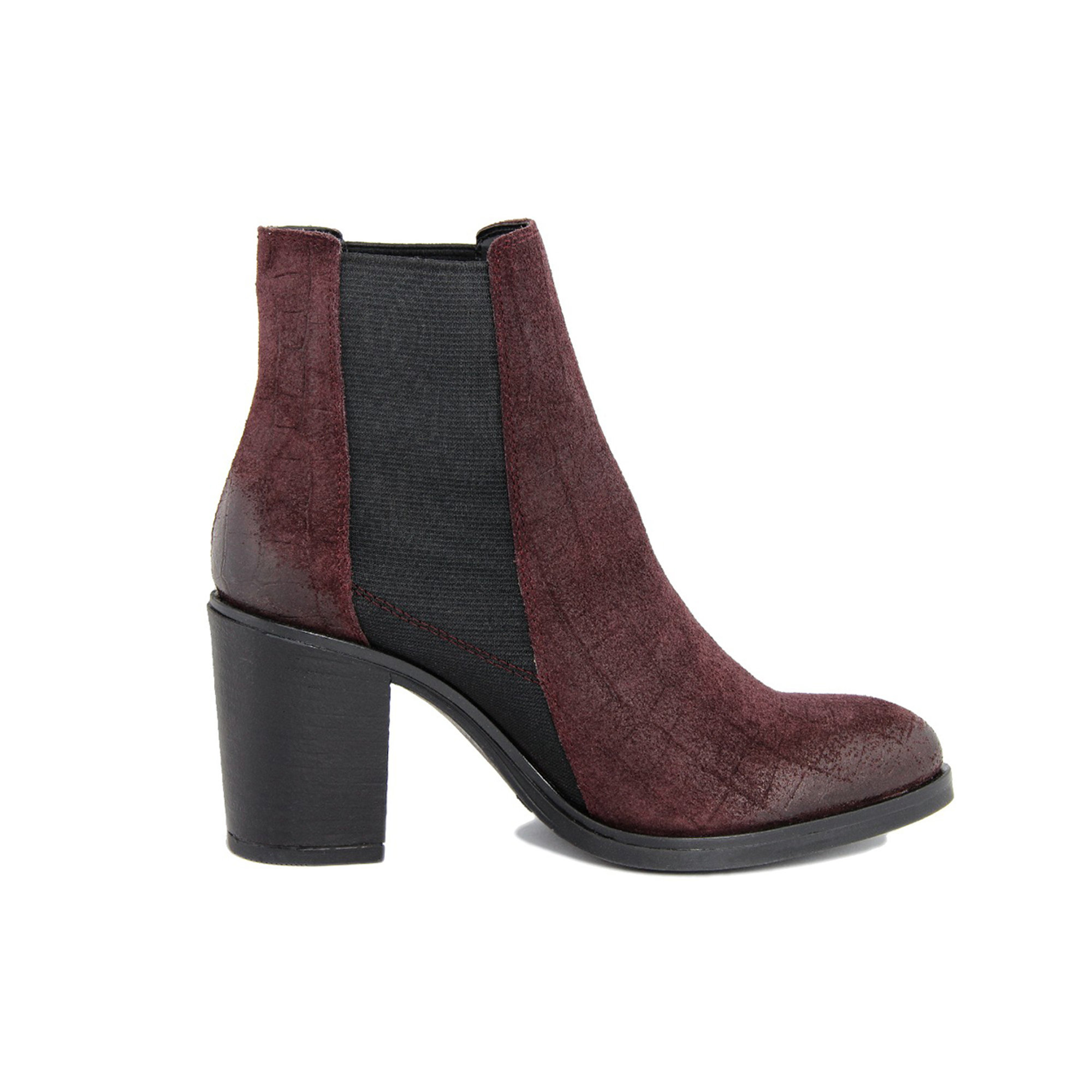 Stivaletti bordeaux in camoscio a quadretti Cold Out Scarpe vista0