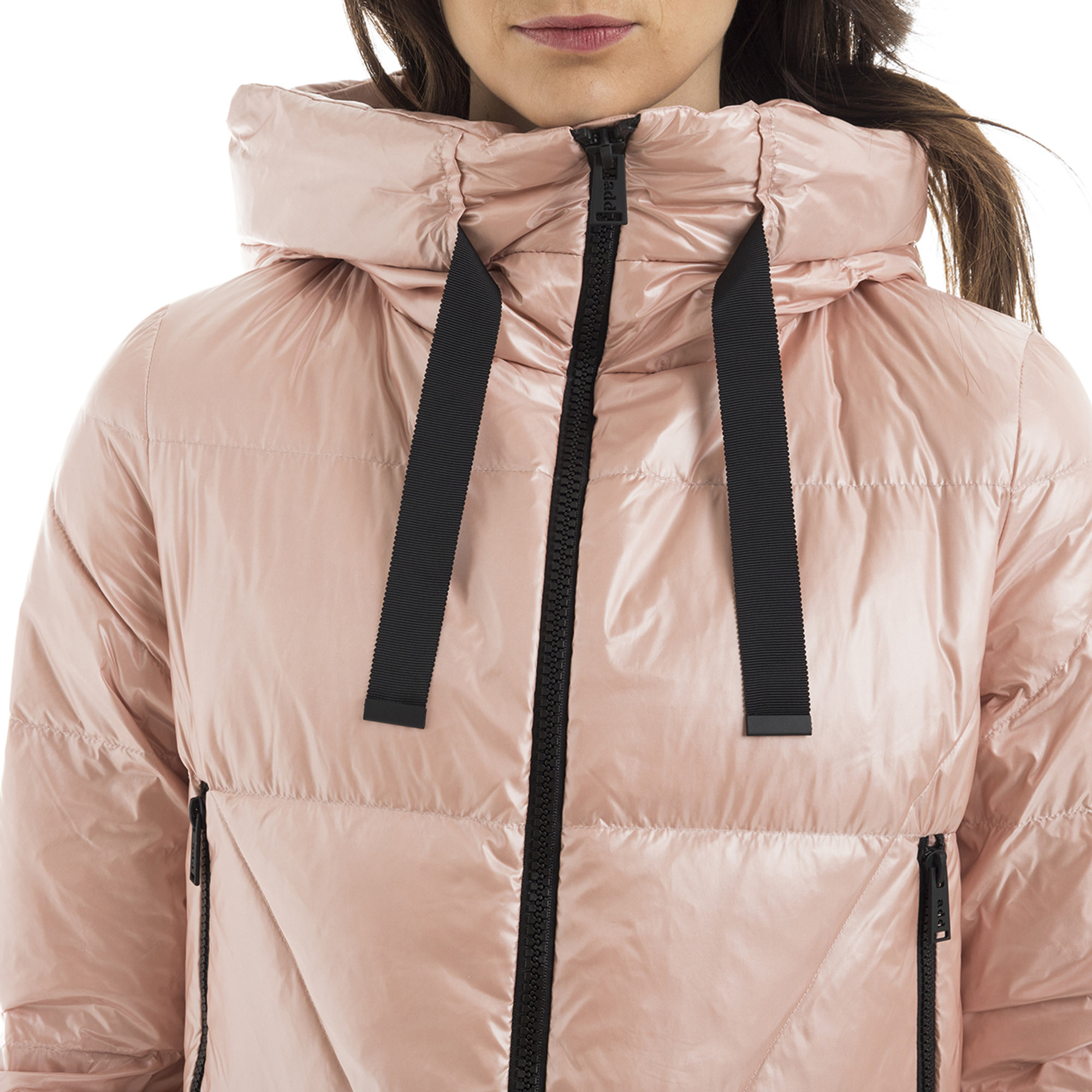 Piumino con cappuccio fisso rosa Add vista3