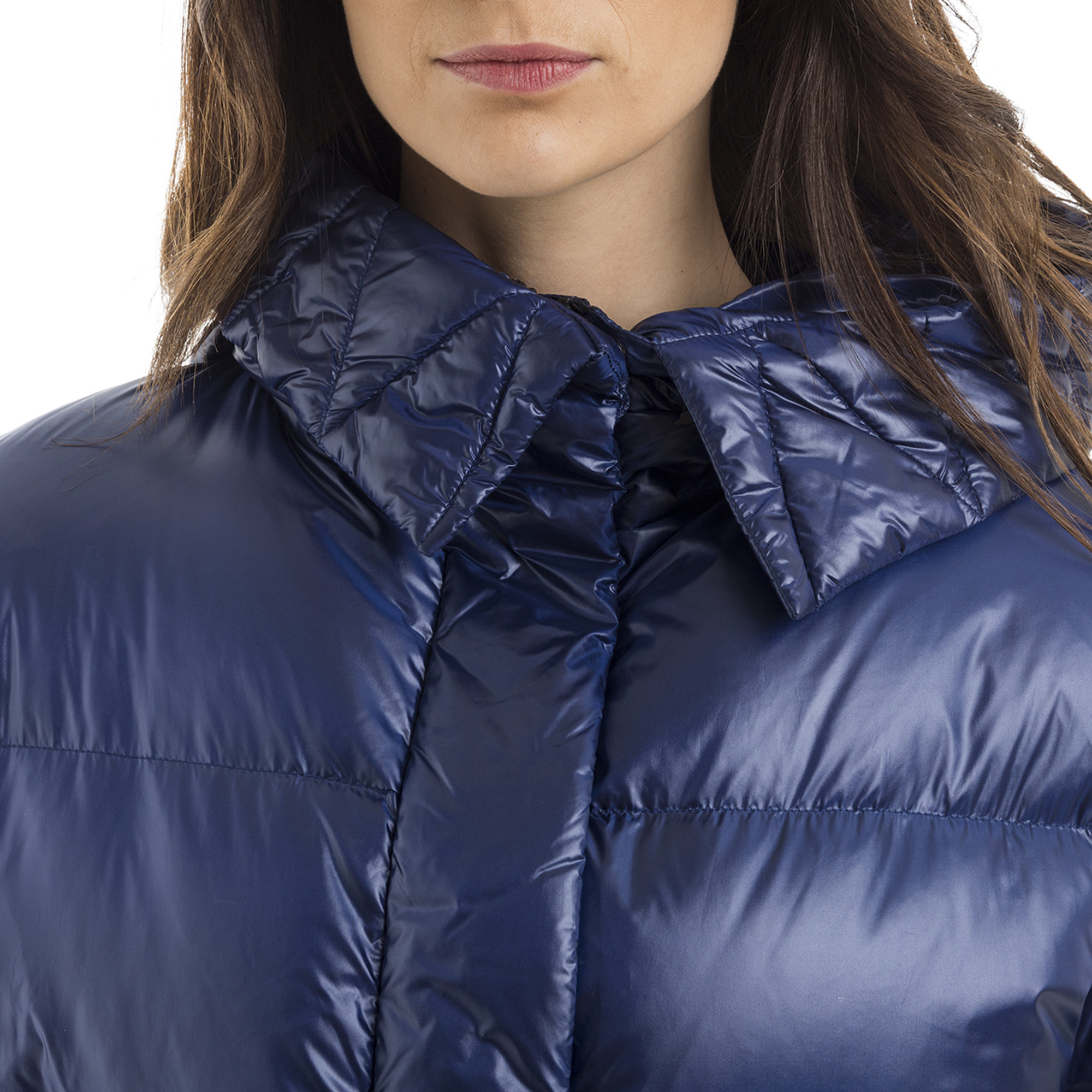Piumino oversize lucido blu Add vista3