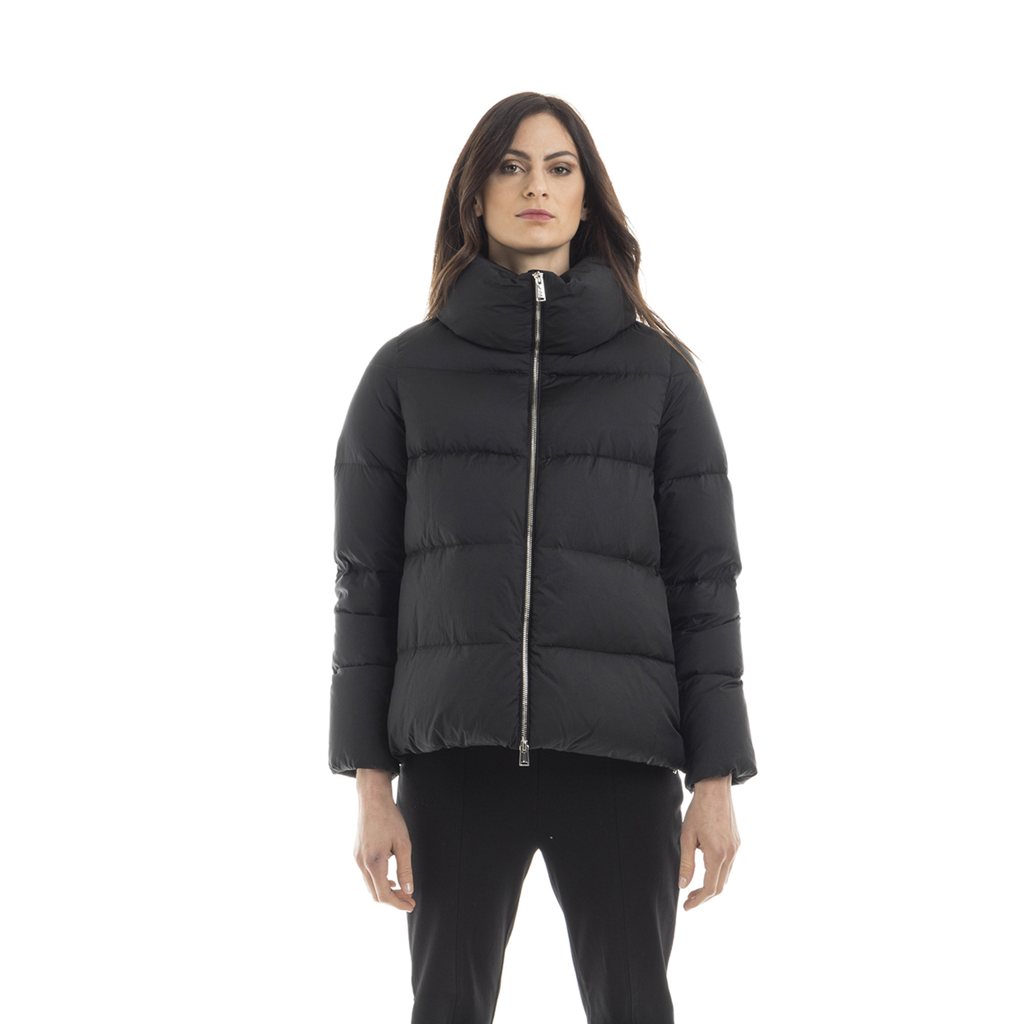 Piumino corto con zip frontale nero Add vista0