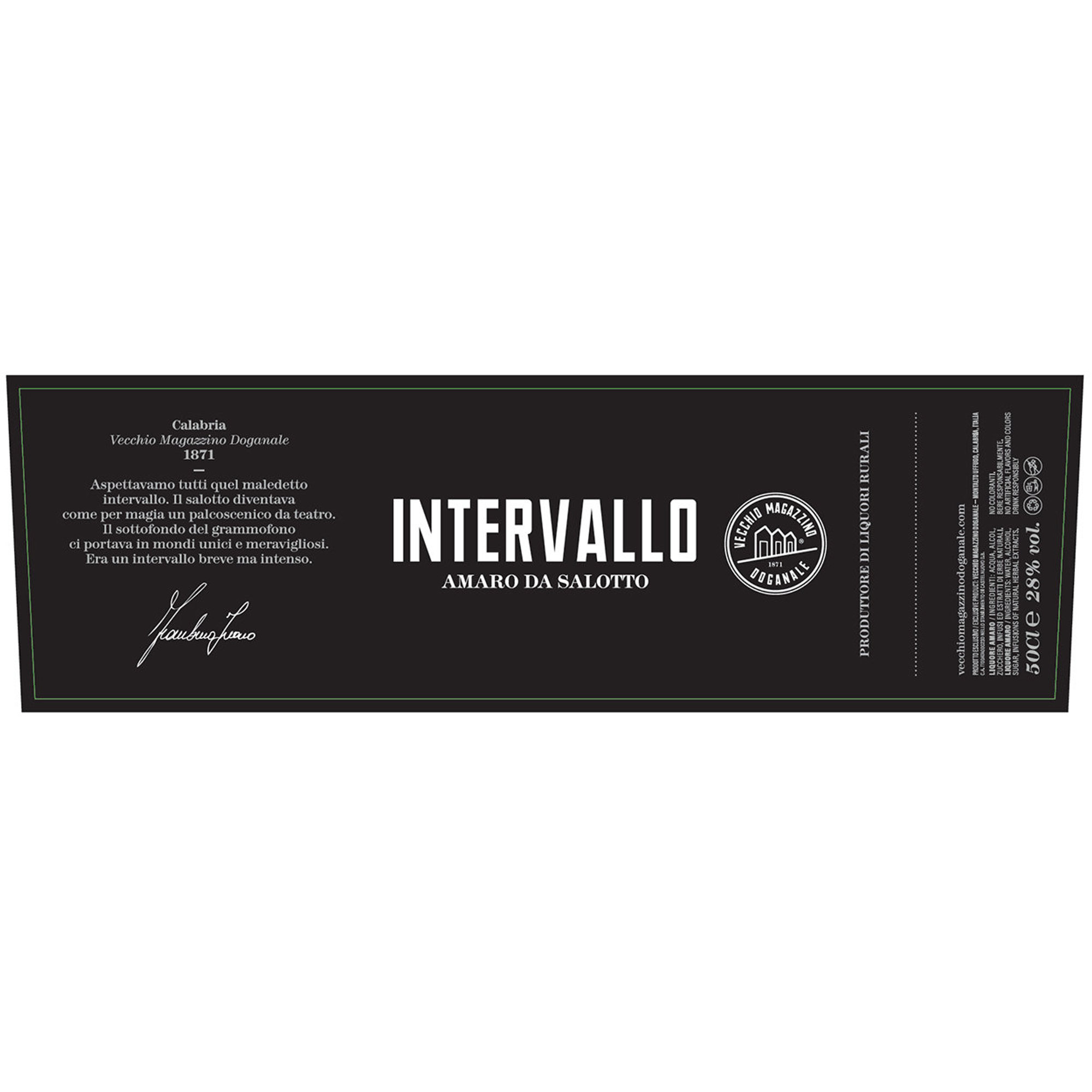 1 bottiglia - "Intervallo" Amaro da Salotto 500 ml. con borsello in cuoio Vecchio Magazzino Doganale vista2