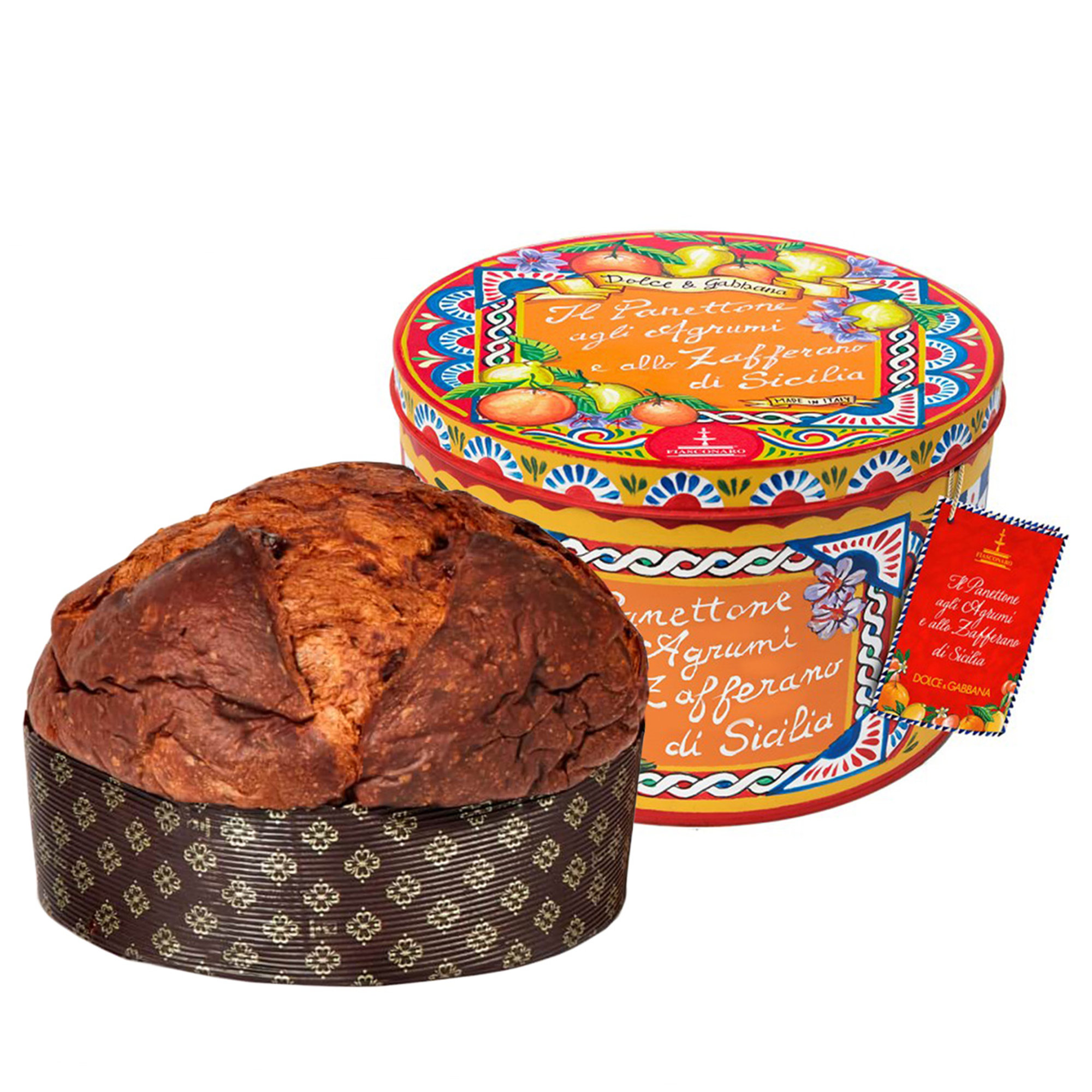 Panettone agli Agrumi e Zafferano di Sicilia Dolce & Gabbana 1 kg in latta Fiasconaro vista0