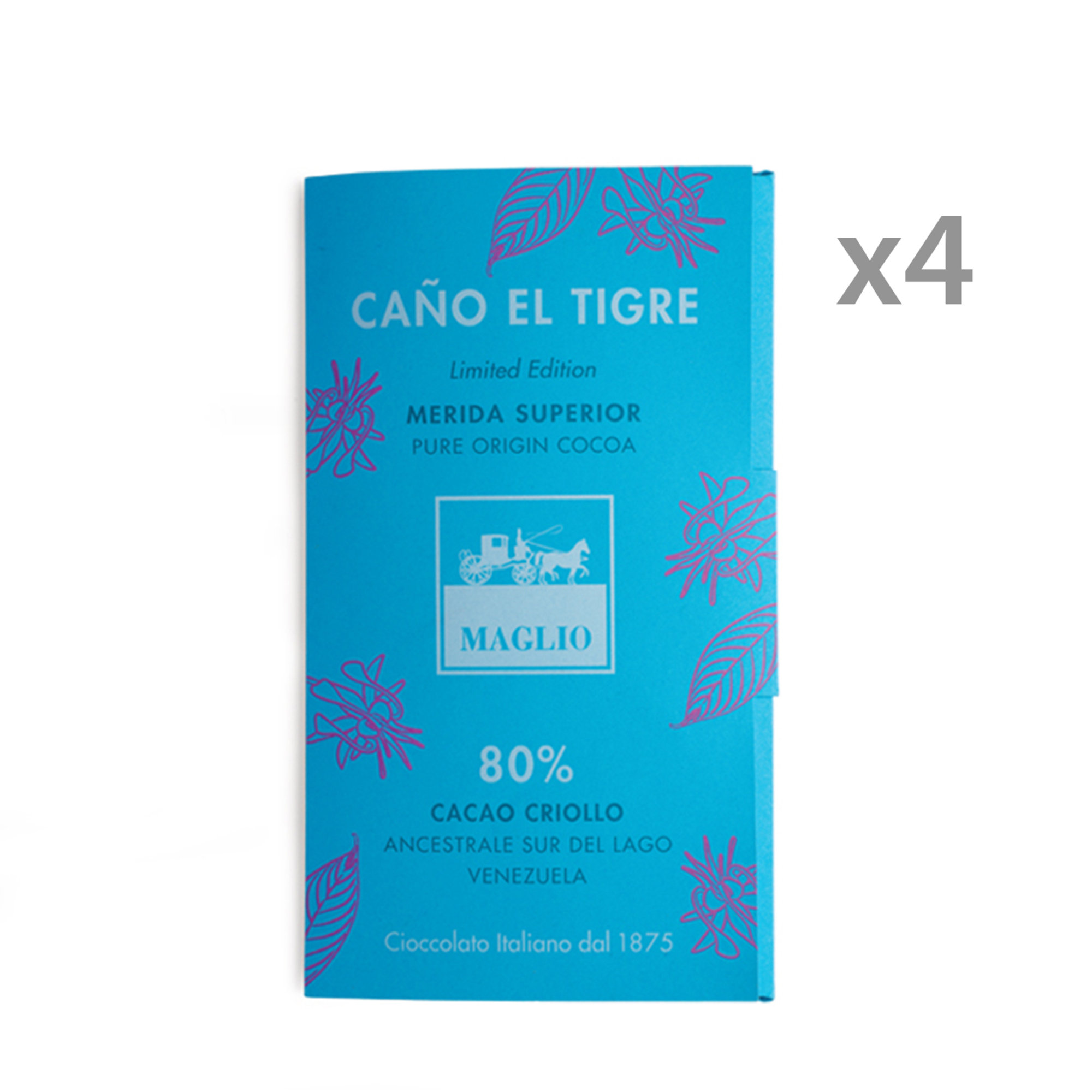 4 tavolette - "Cano El Tigre" 80% Cacao Criollo 80 gr Maglio Arte Dolciaria vista0