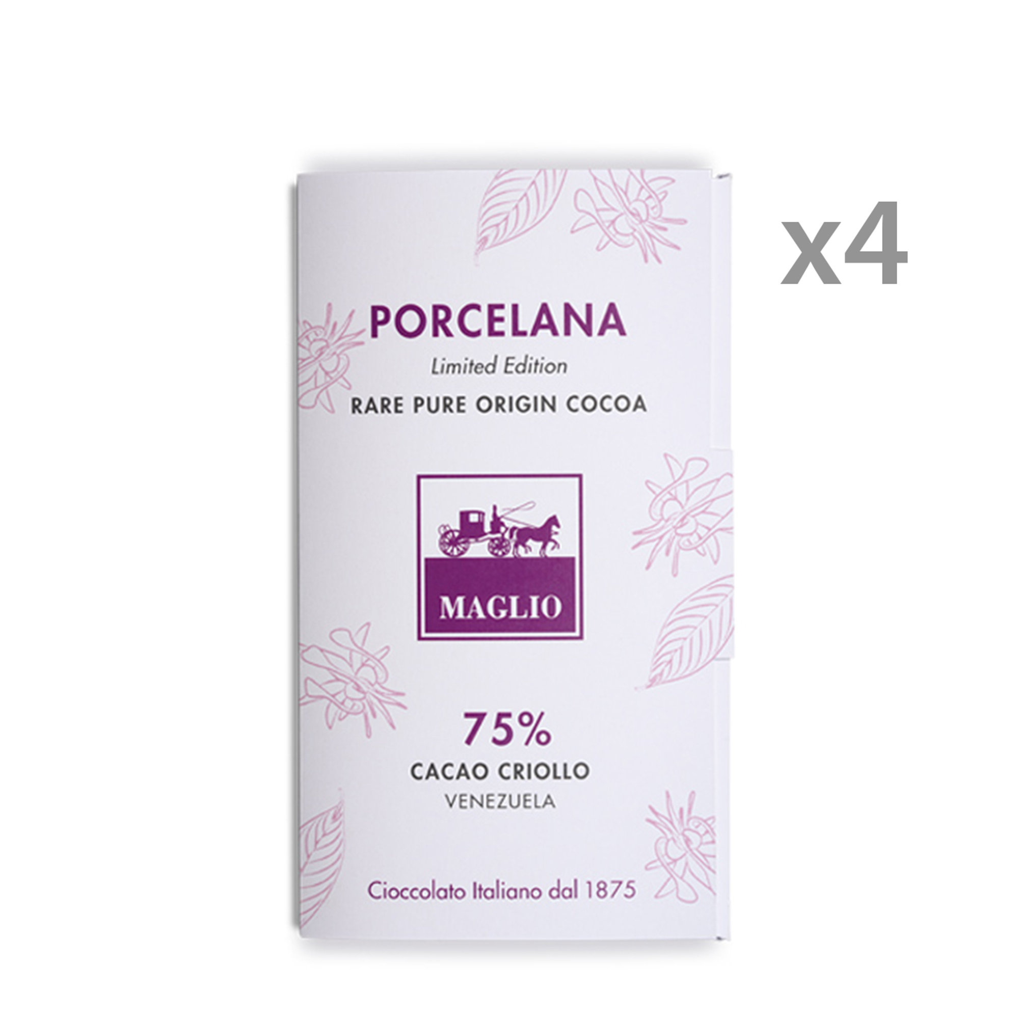 4 tavolette - "Porcellana Limited Edition" 75% Cacao Criollo 80 gr Maglio Arte Dolciaria vista0