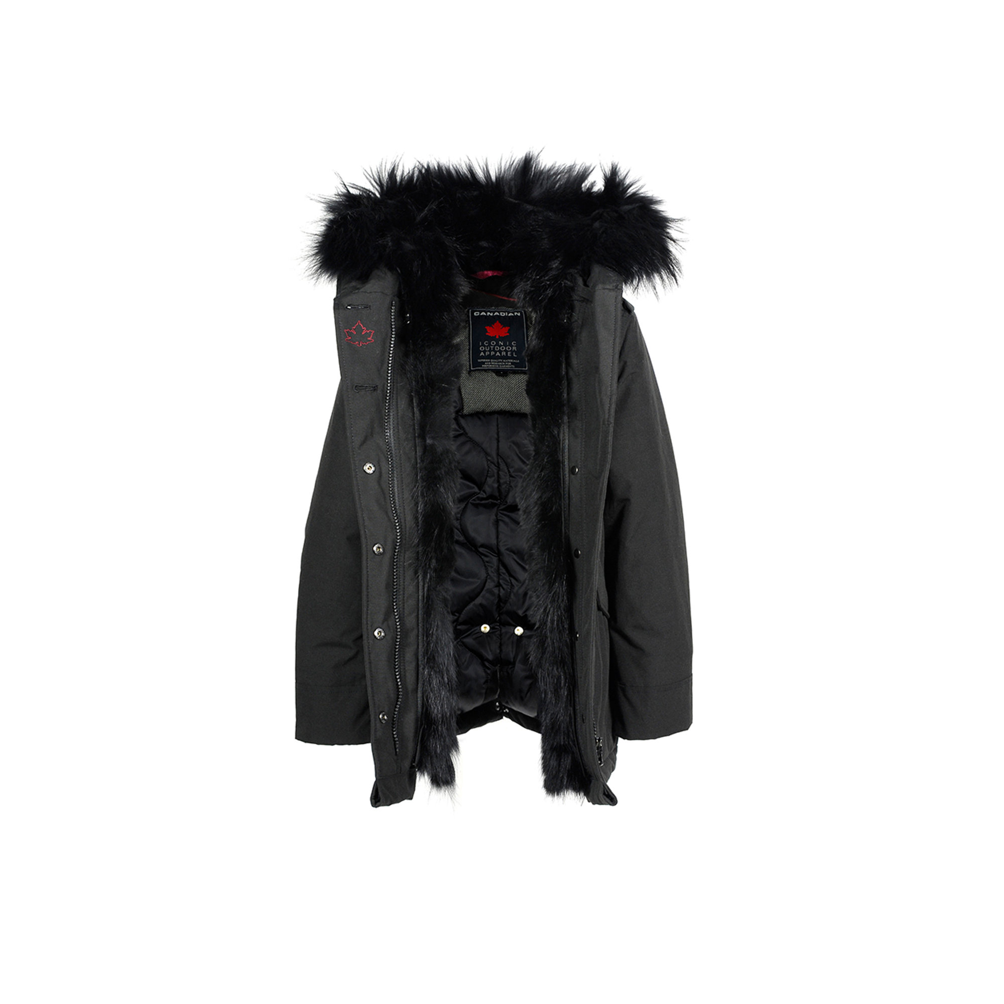Giacca kid sonoracon pellicia nera Canadian vista1