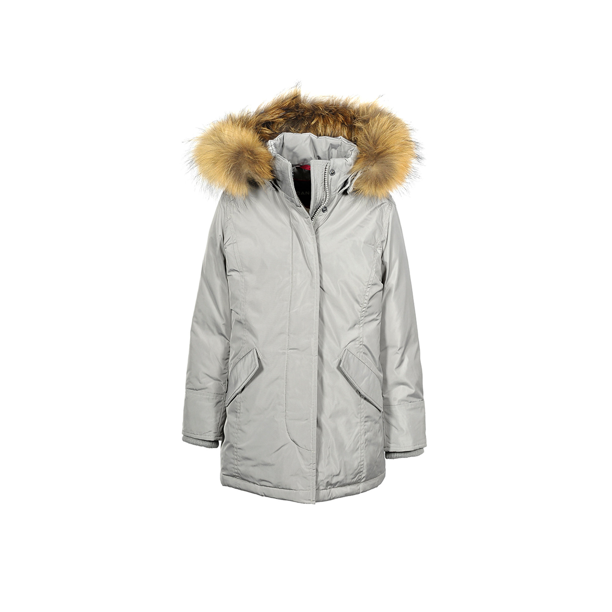 Giacca kid fundy bay satin grigio con pelliccia in murmansky Canadian vista0
