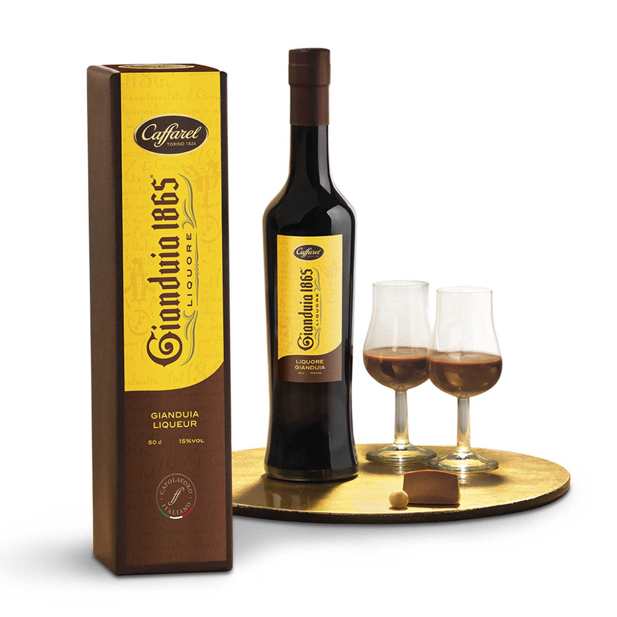 1 bottiglia 500 ml - "Gianduia 1865 Gold" liquore al Gianduia in astuccio regalo Caffarel vista0