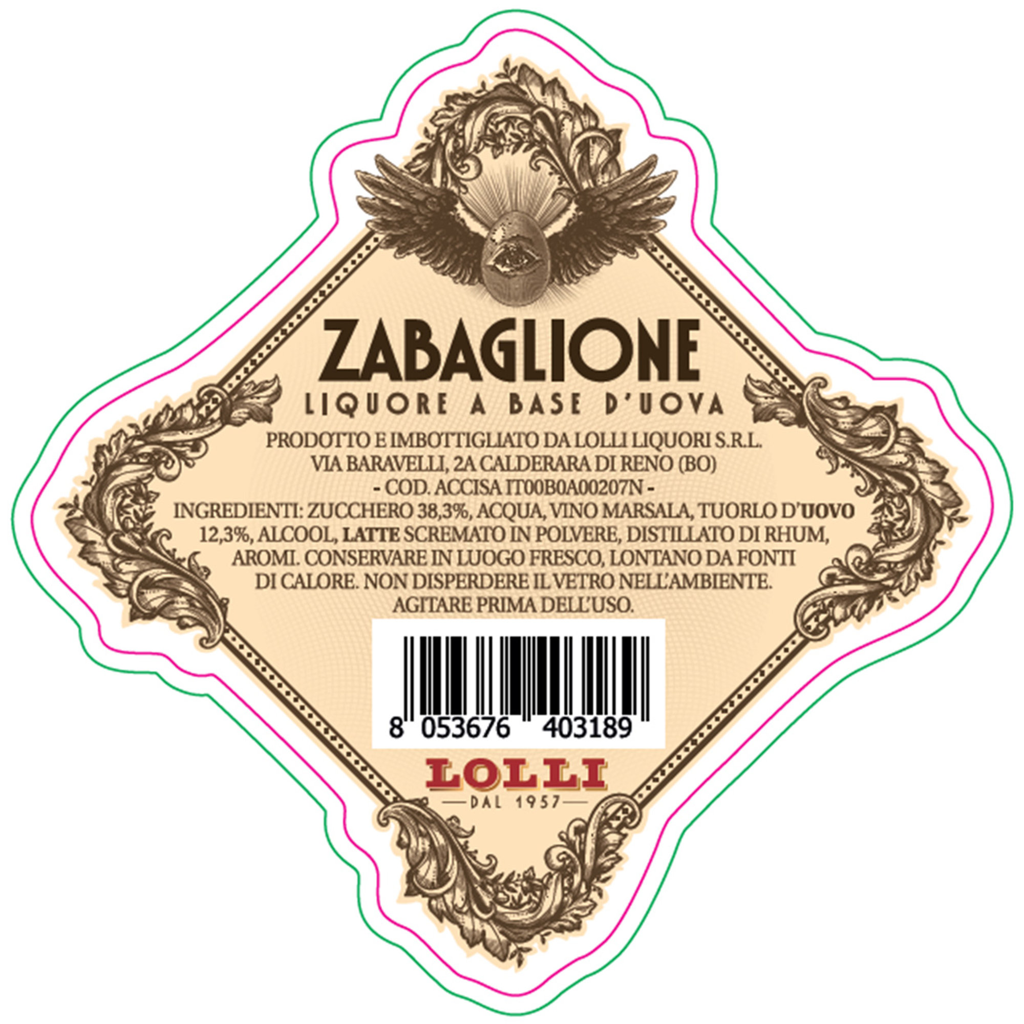 1 bottiglia - Liquore Zabaglione 500 ml con Scatola regalo Lolli vista1