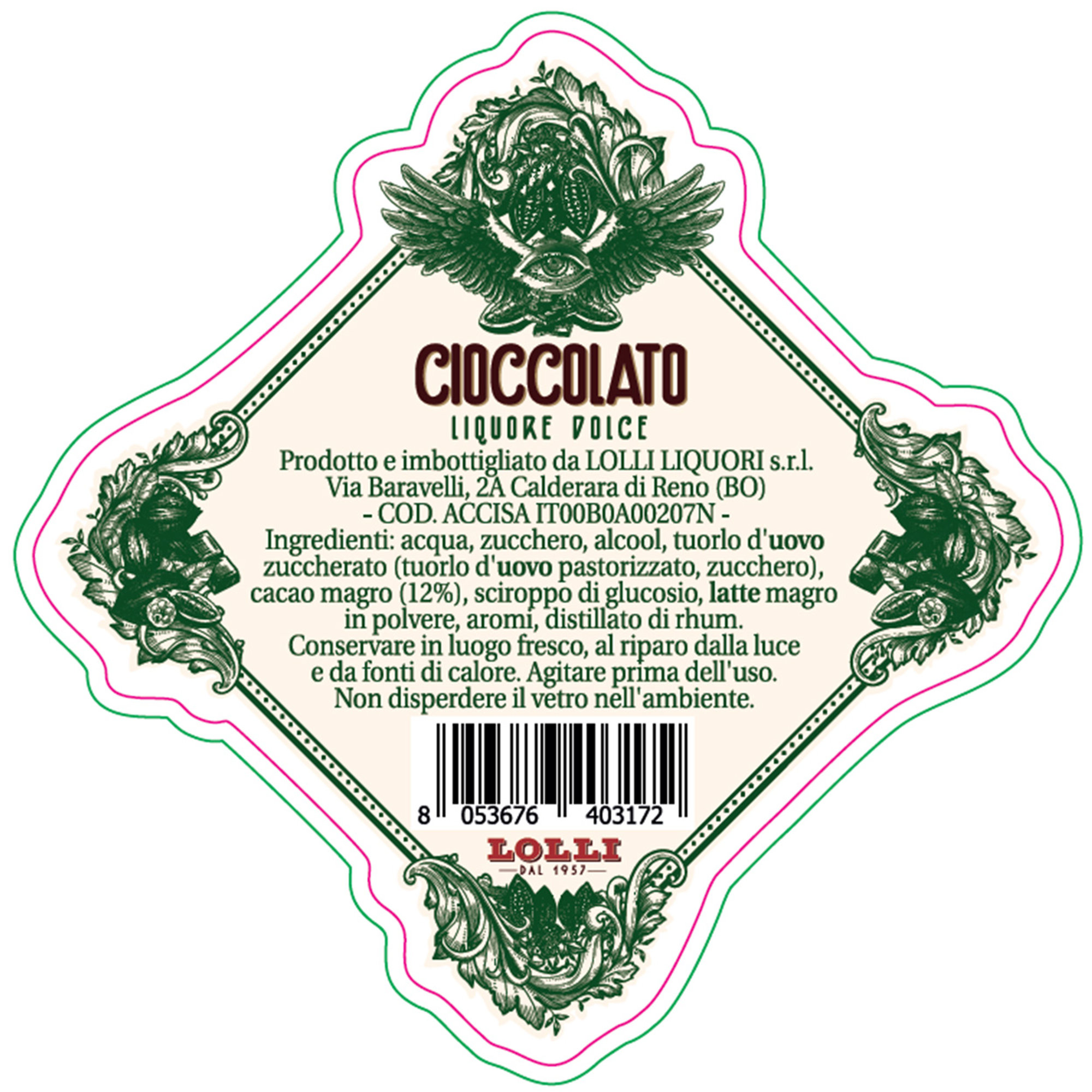 1 bottiglia - Liquore al Cioccolato 700 ml con Scatola regalo Lolli vista1
